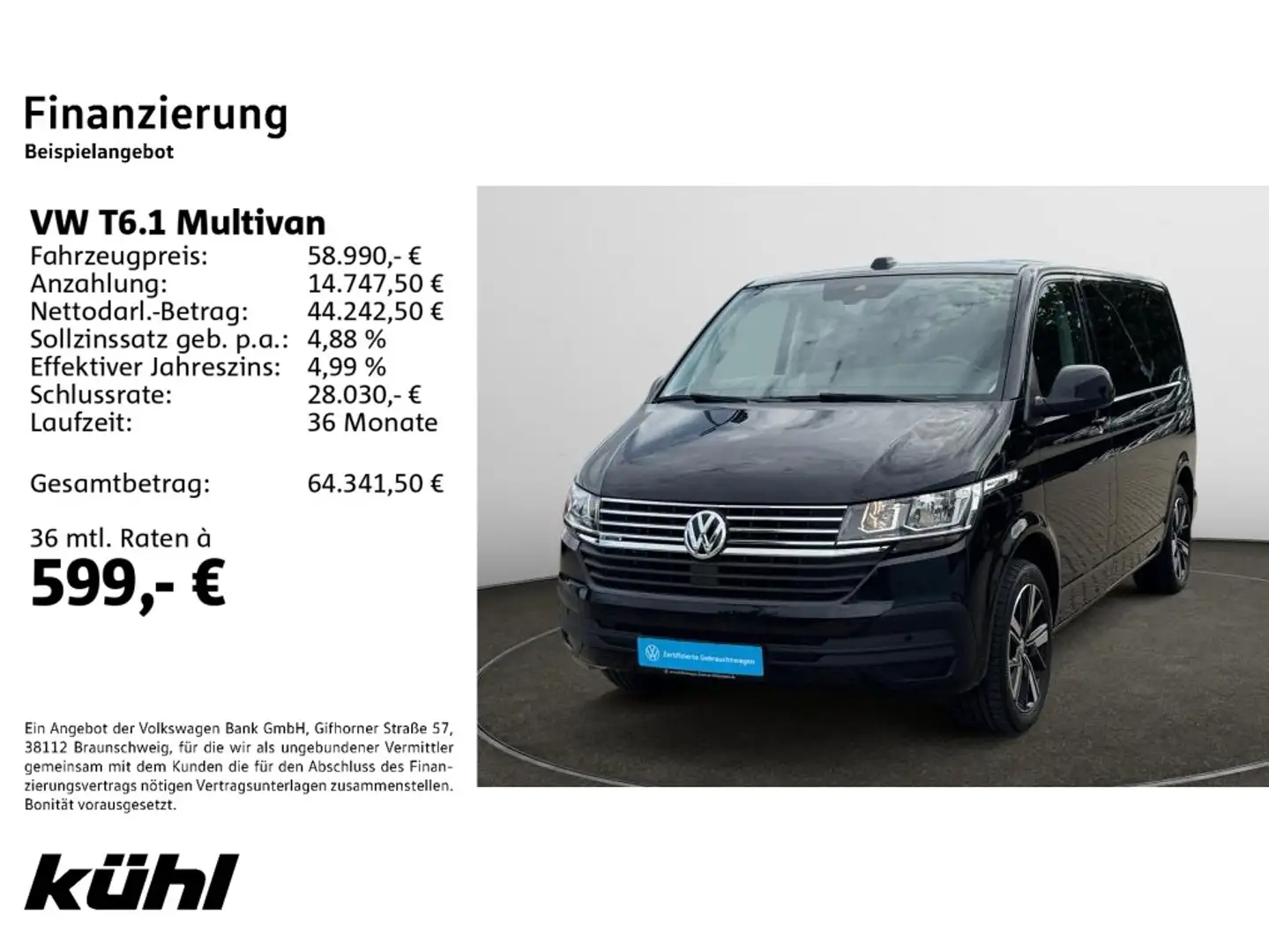 Volkswagen T6.1 Multivan 2.0 TDI DSG 4M 7.Sitzer Comfortlin Schwarz - 2