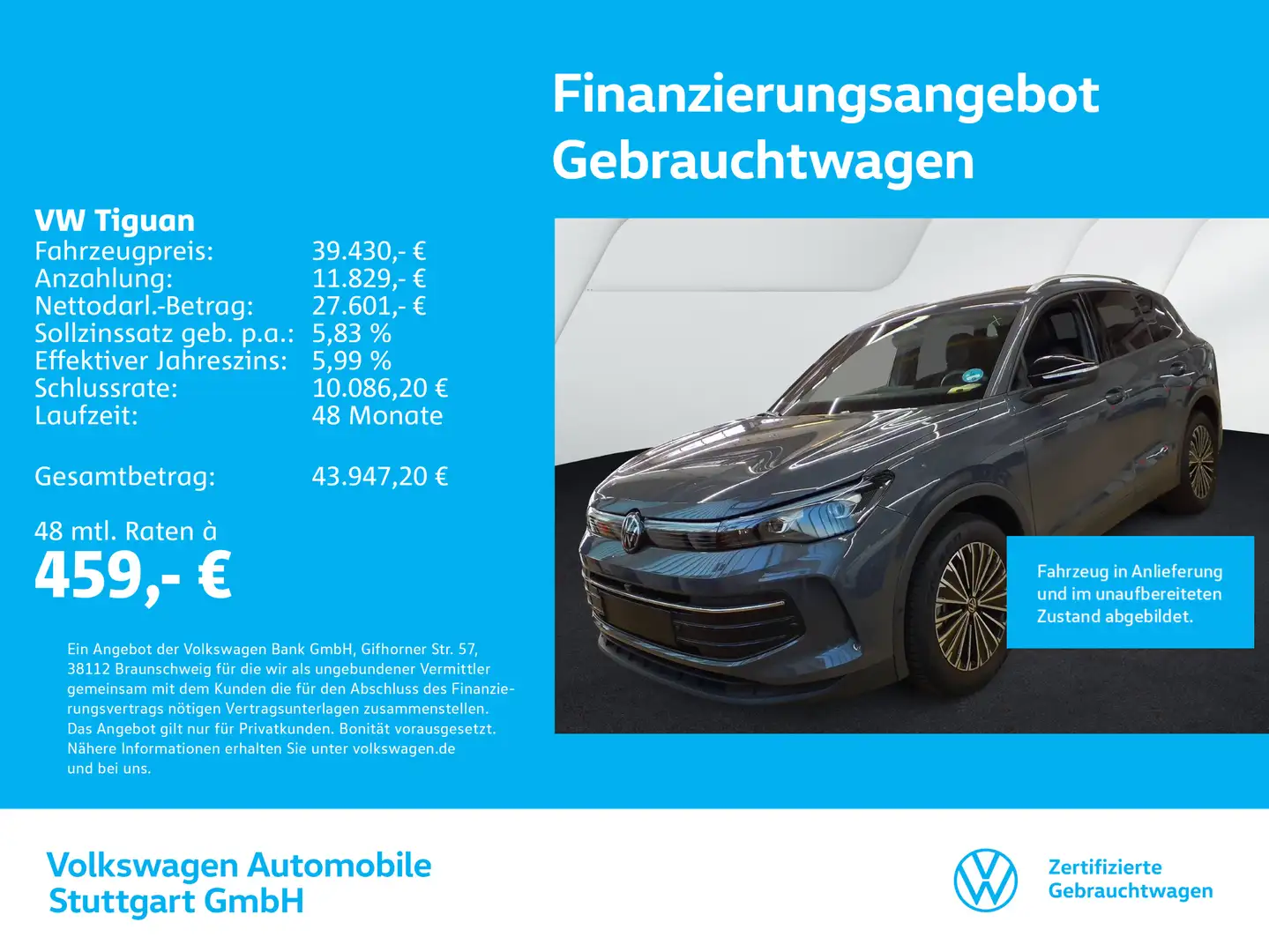 Volkswagen Tiguan Life 2.0 TDI 110kW Grau - 1