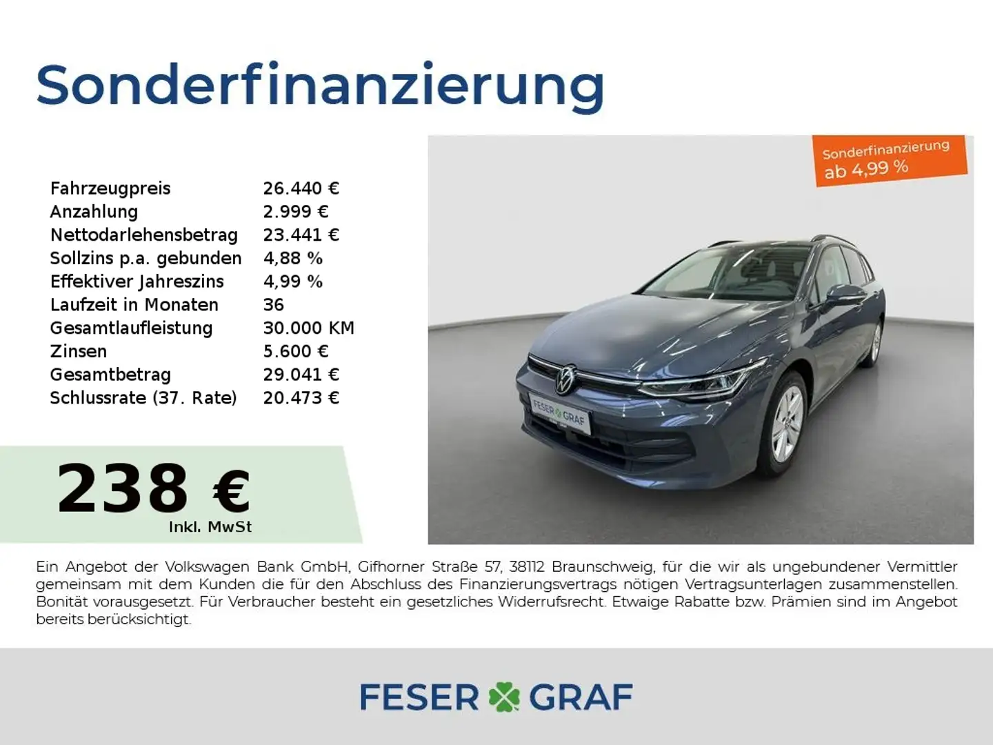 Volkswagen Golf VIII Var. Life 1.5eTSI 110kW DSG ACC Navi Grau - 1