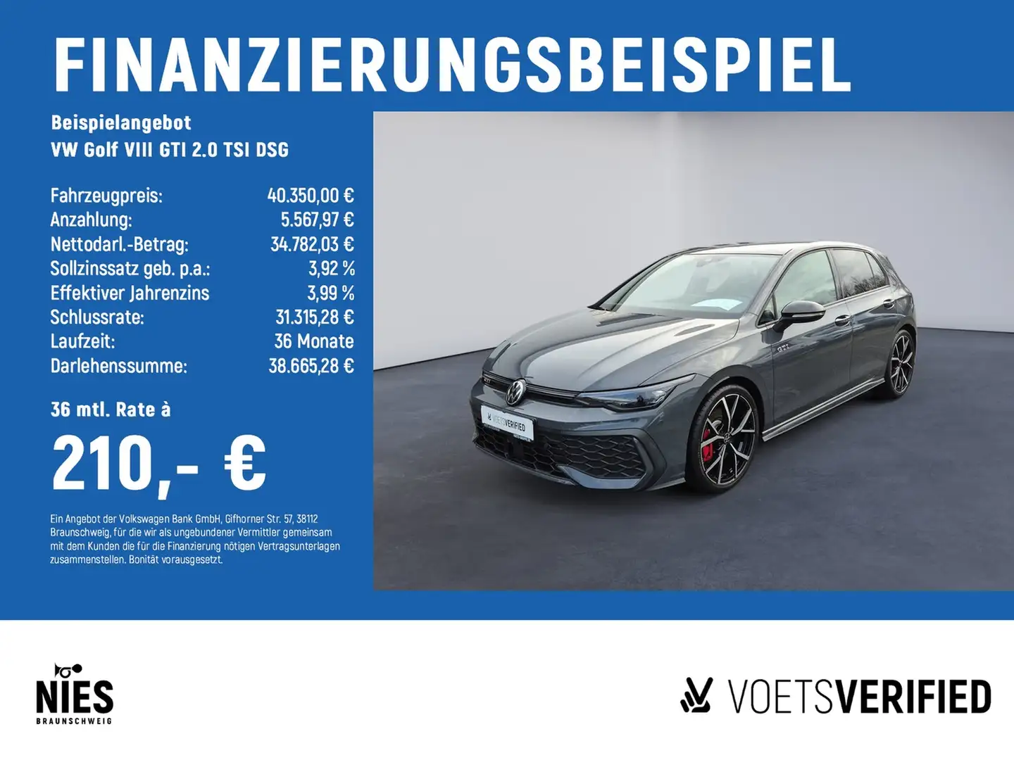 Volkswagen Golf VIII GTI 2.0 TSI DSG MATRIX-LED+HuD+PANO Grau - 2