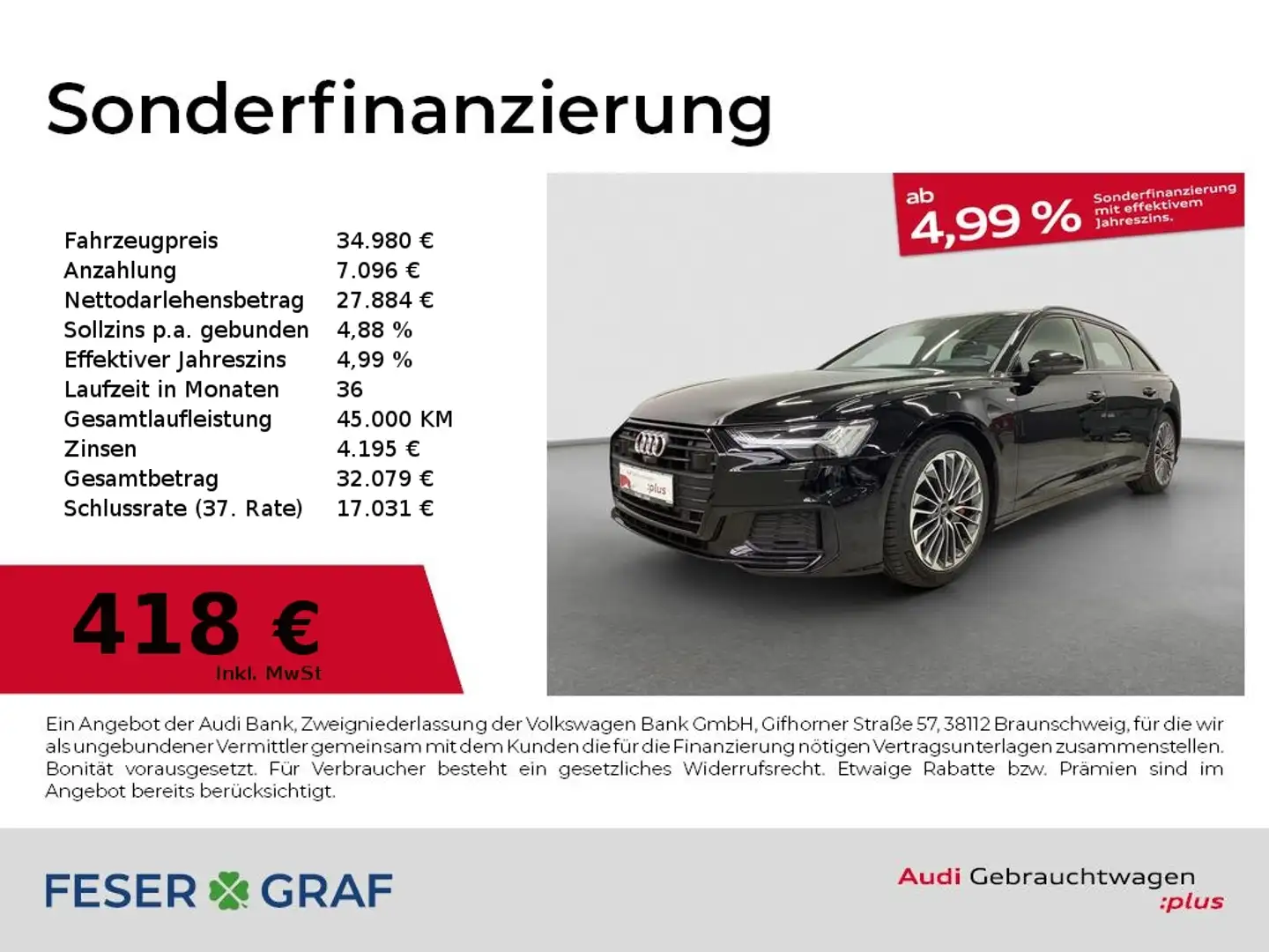 Audi A6 Avant S line 55 TFSI e HD Matrix 360° HUD ACC Schwarz - 1