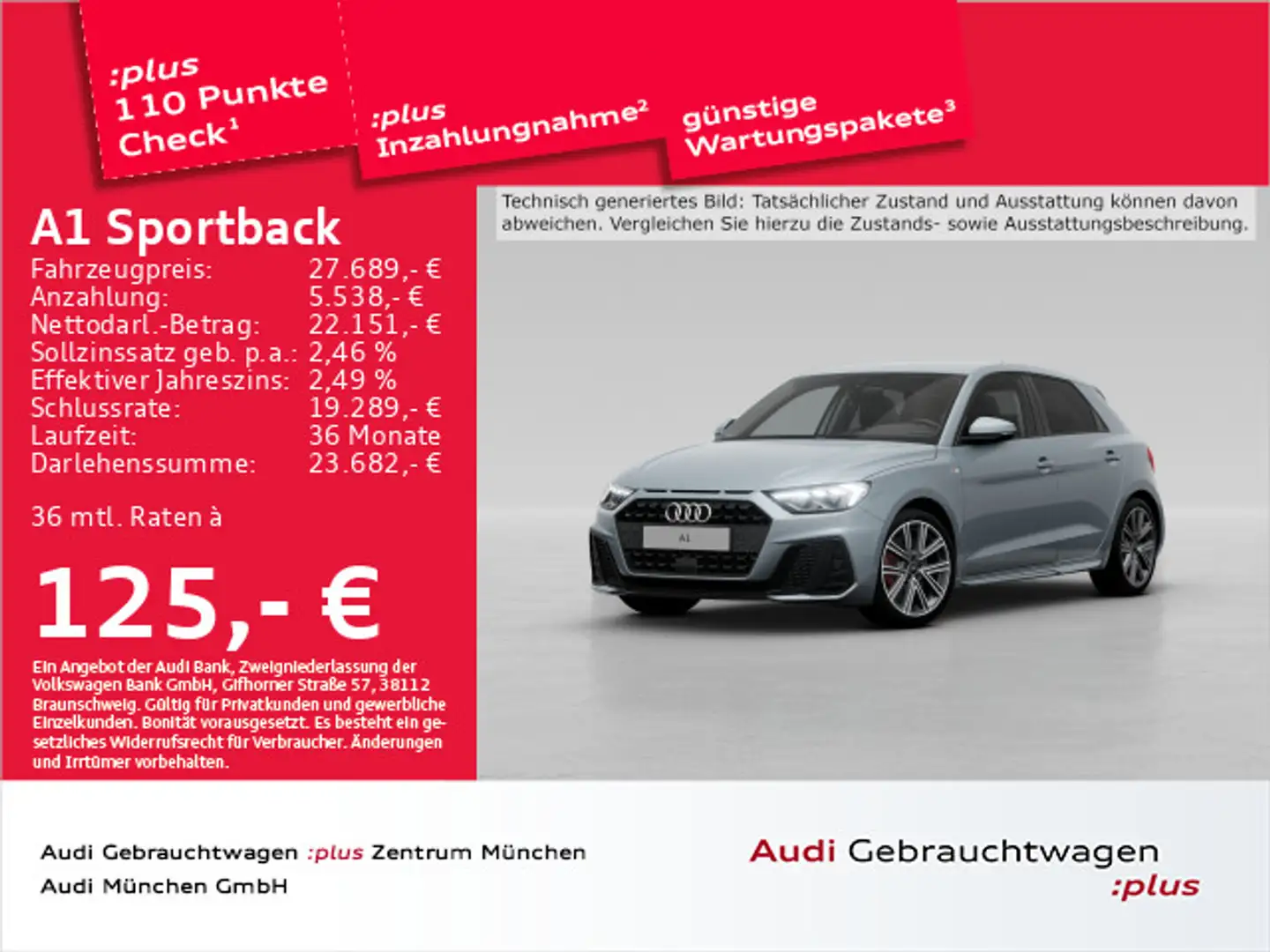 Audi A1 30 TFSI S tronic S line Navi+/LED/A Grau - 1