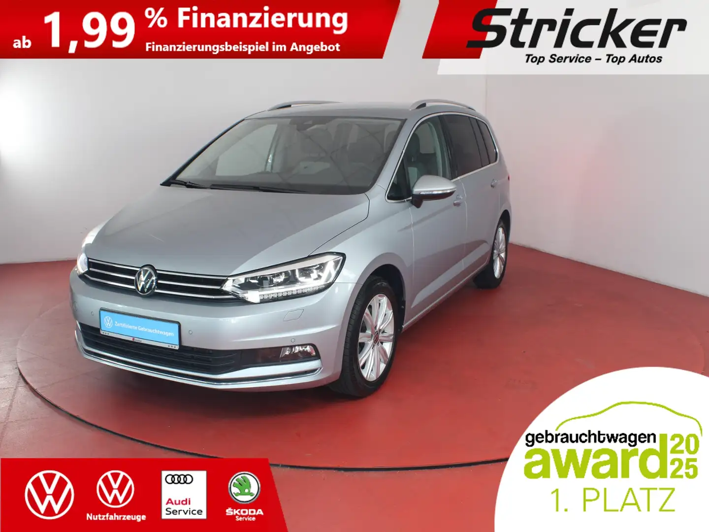 Volkswagen Touran Highline 2.0TDI DSG 298,-ohne Anzahlung AHK 7-Sit Silber - 2