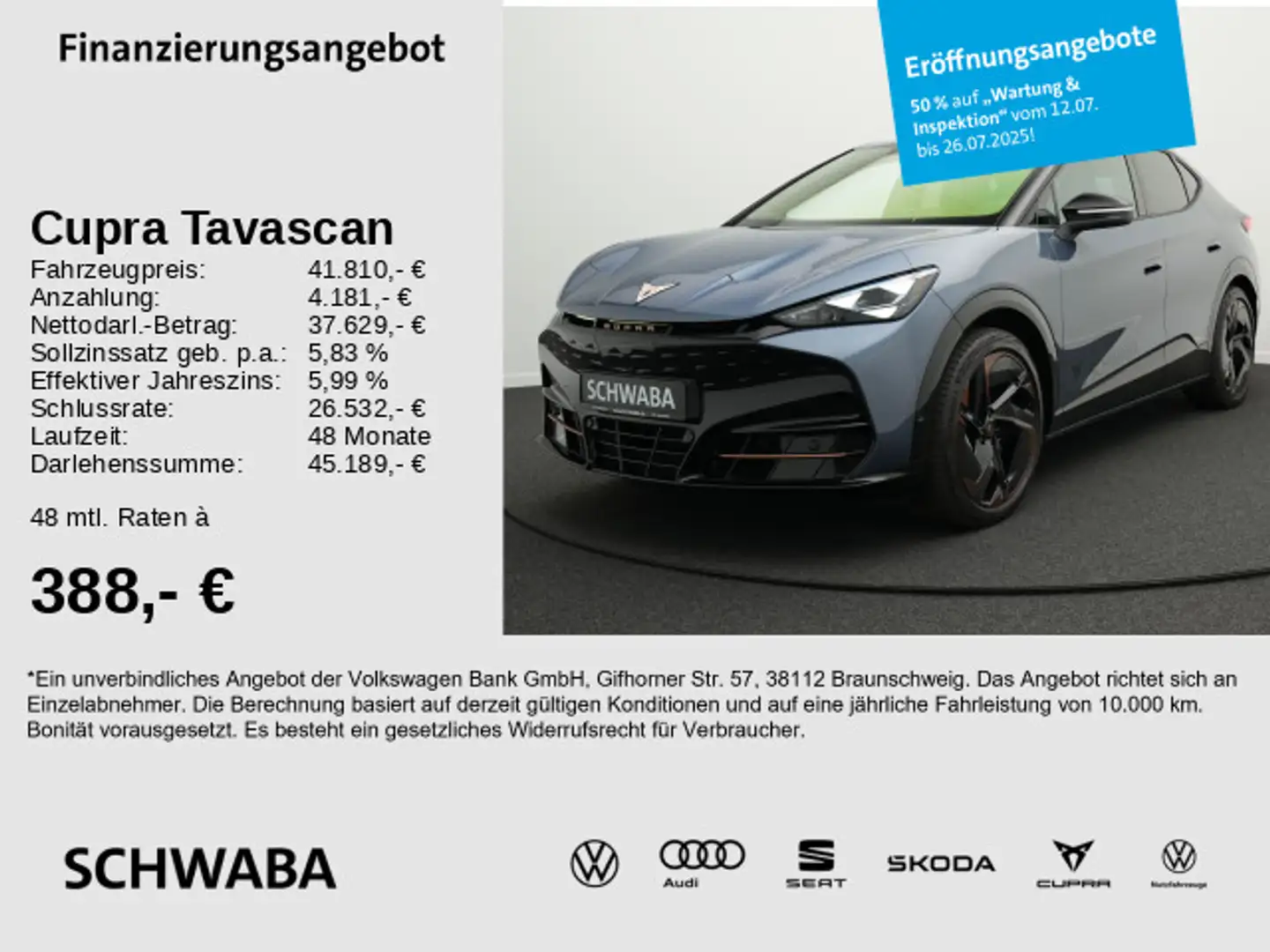 CUPRA Tavascan Endurance 82 kW/h Wärmep*DCC*LED*8-Fach Blau - 1