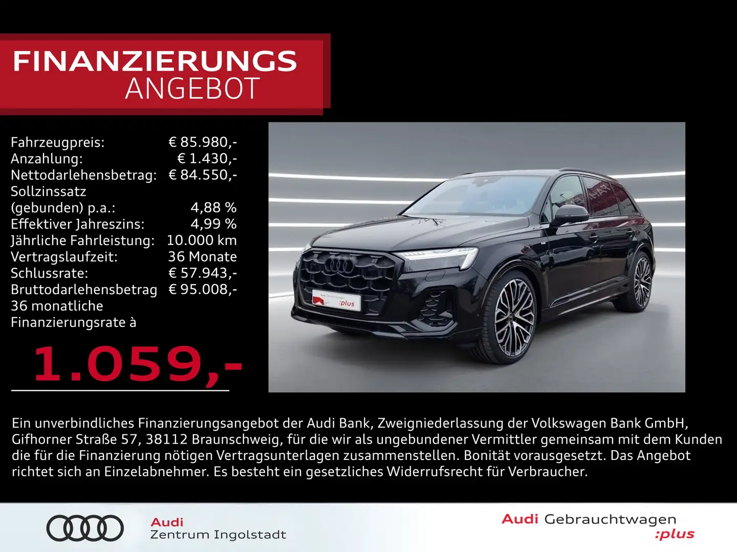 Audi Q7 50 TDI qu 2x S line LASER Pano STHZG Allradl. Noir - 1