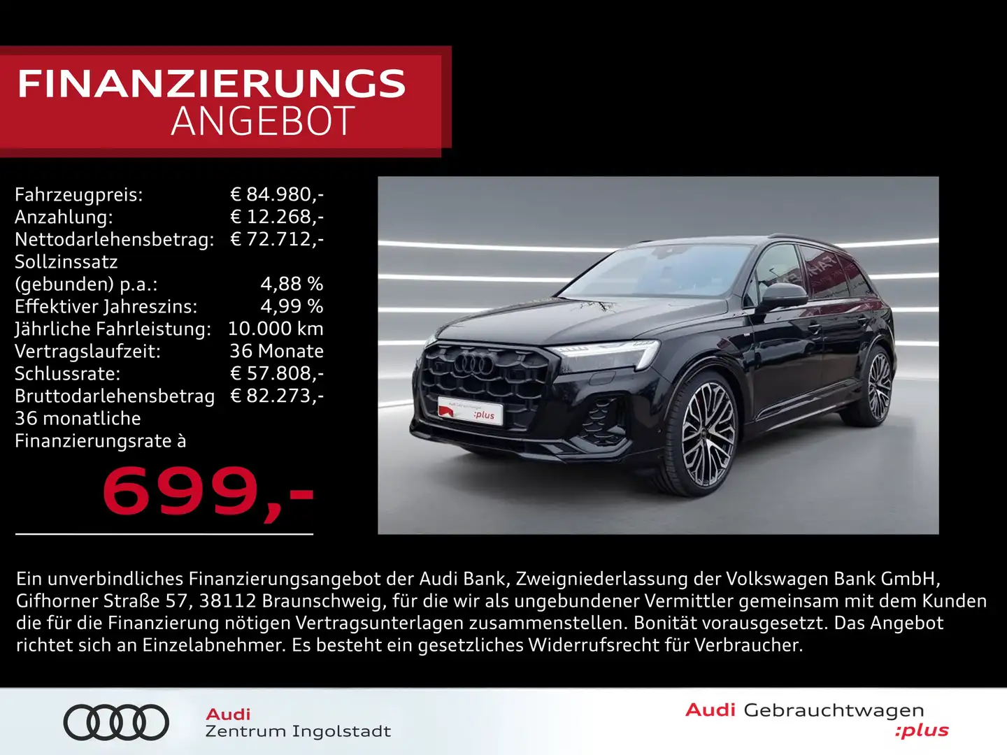 Audi Q7 50 TDI qu 2x S line LASER Pano STHZG Allradl. Schwarz - 1