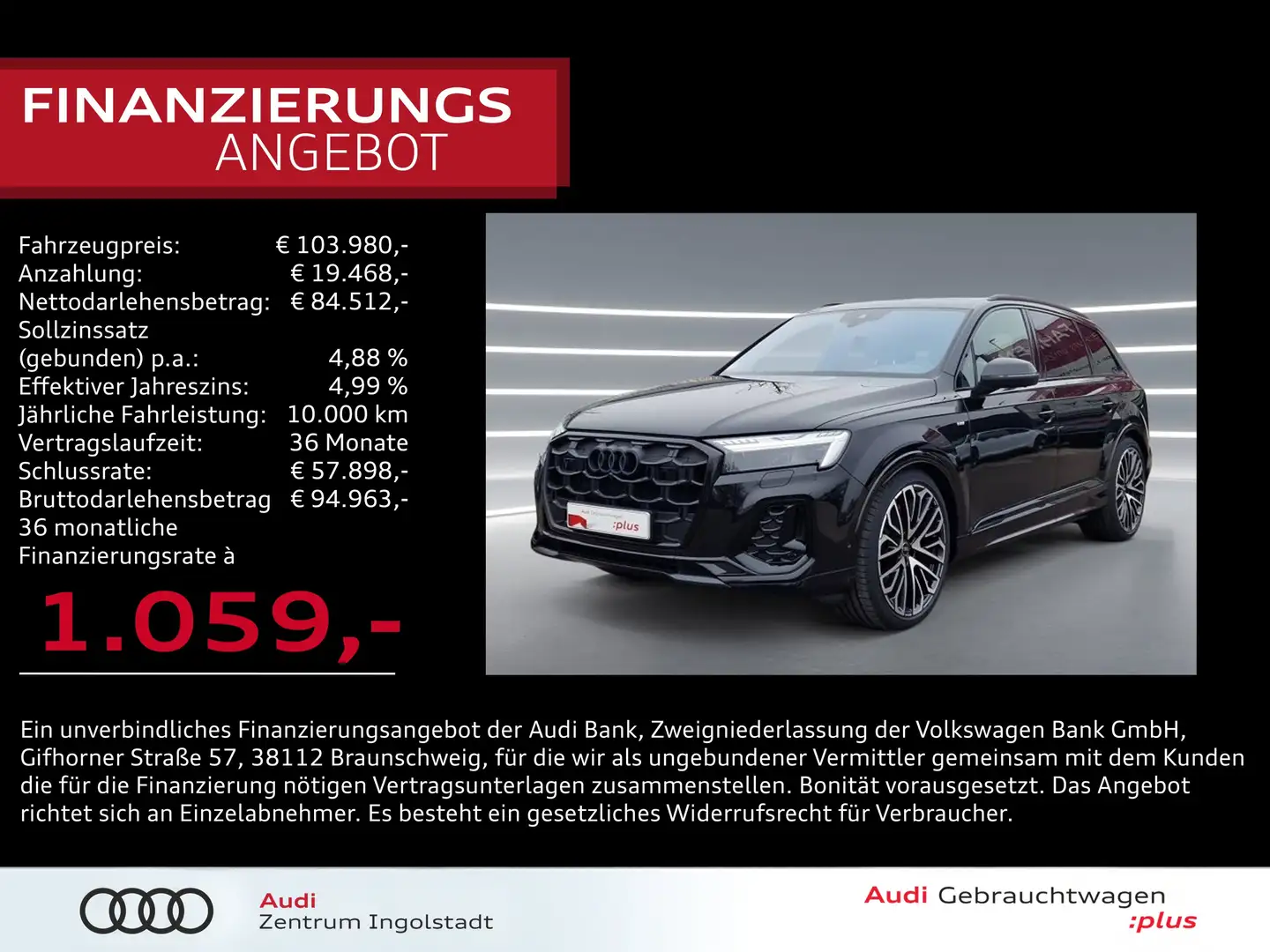Audi Q7 50 TDI qu 2x S line HD-MATRIX STHZG PANO B&O Schwarz - 1