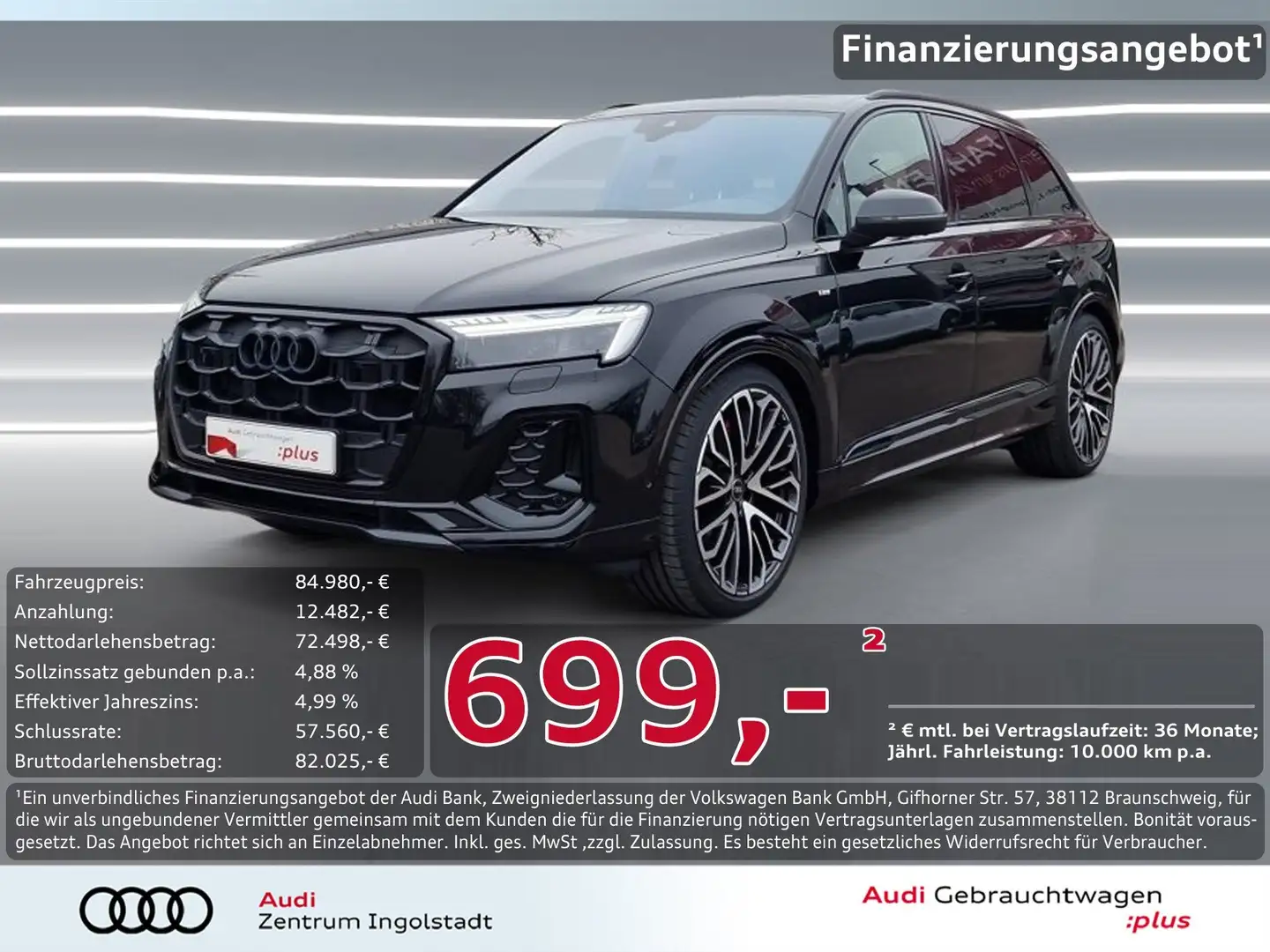 Audi Q7 50 TDI qu 2x S line LASER Pano STHZG Allradl. Schwarz - 1