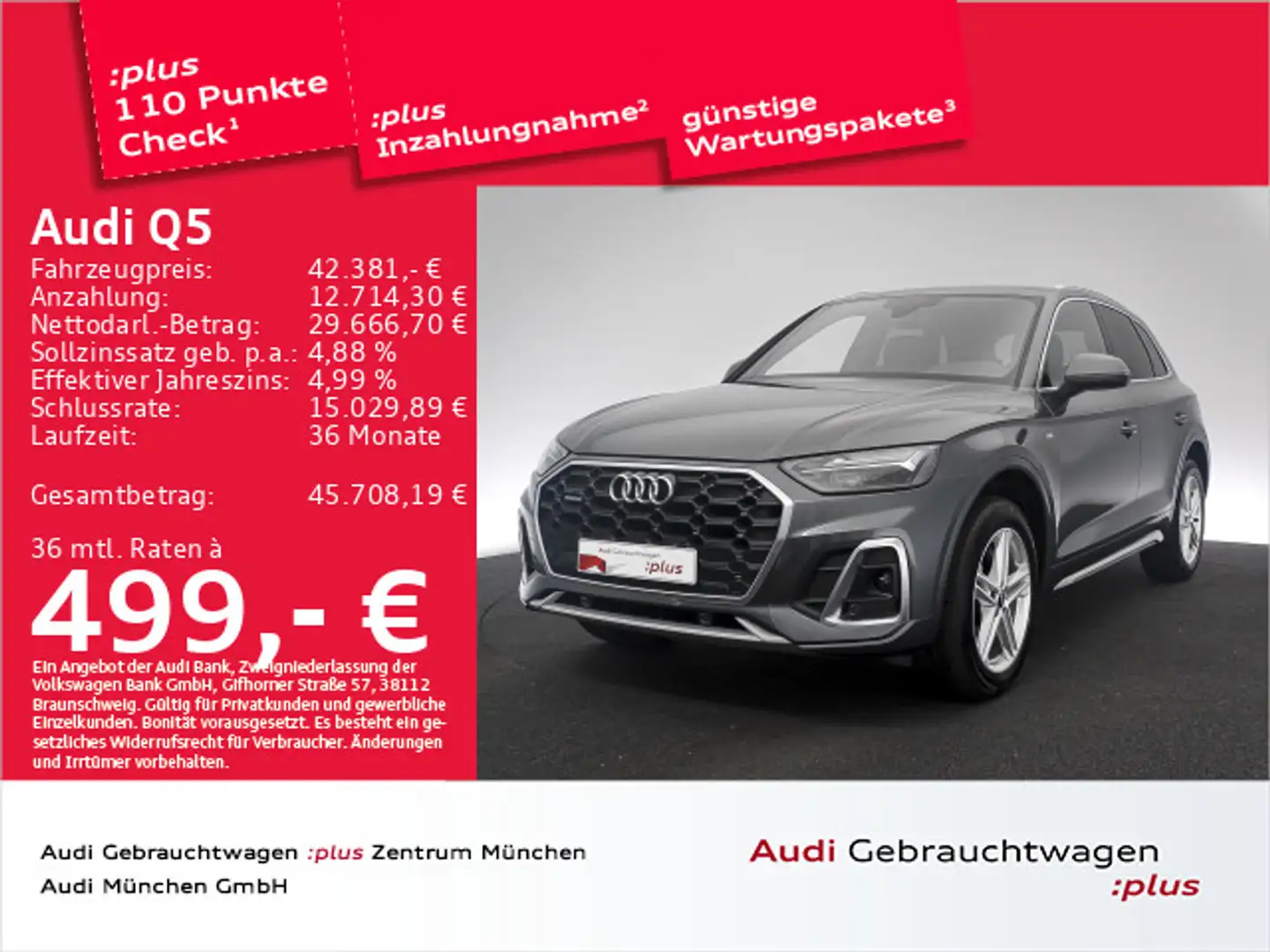 Audi Q5 40 TDI qu. S tronic S line AHK/Virtual/Navi+ Grau - 1