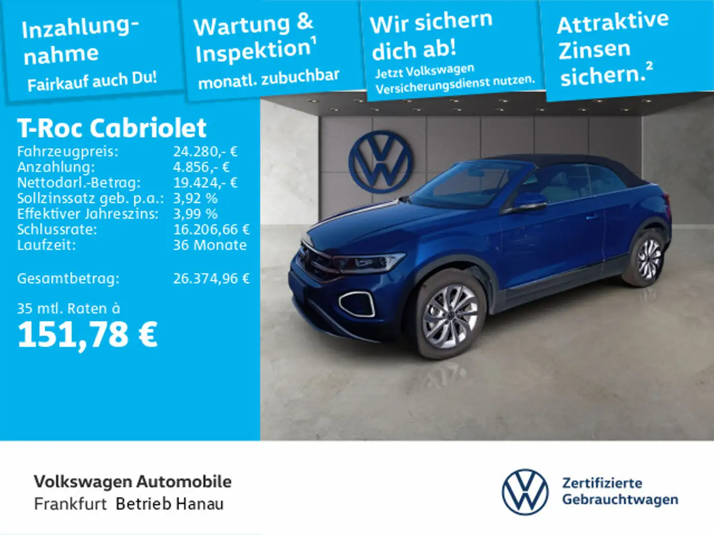 Volkswagen T-Roc 1.0 TSI Lane-Assist Kam ACC LED Blau - 1