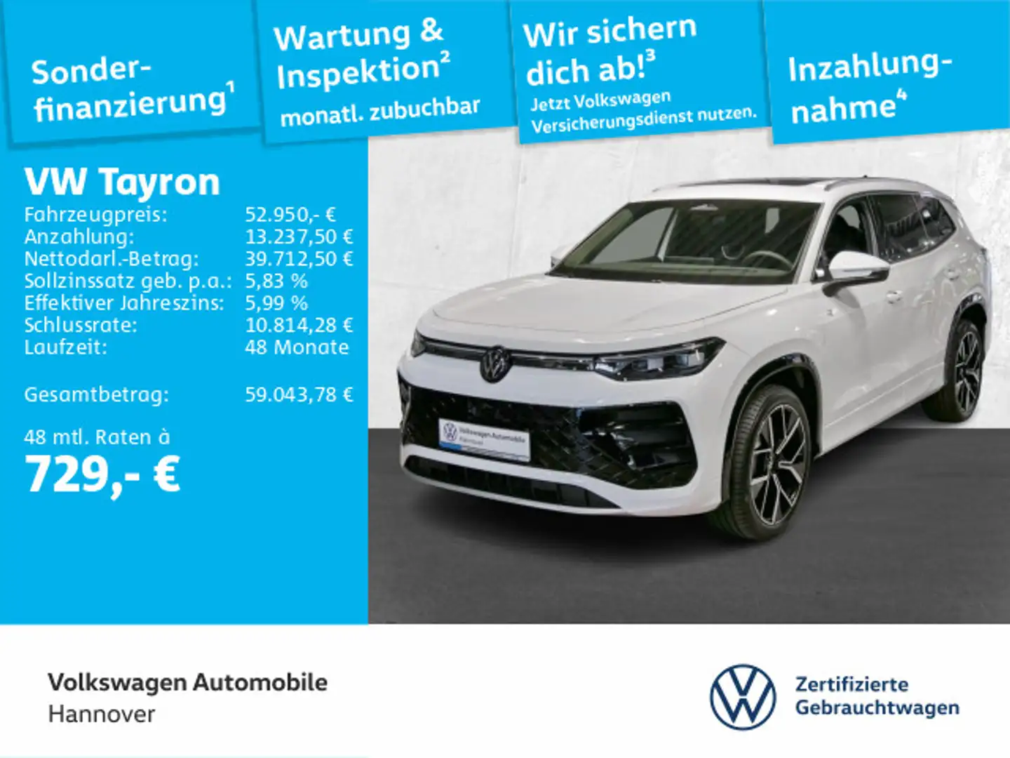 Volkswagen Tayron R-Line 2.0 TDI DSG 4Motion AHK IQ.LIGHT D Weiß - 1