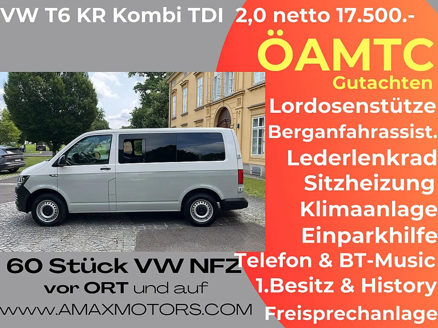 Volkswagen T6 Transporter T6 Kasten Transporter 2,0 TDI KR Flügel Sitzhei... Blanco - 1