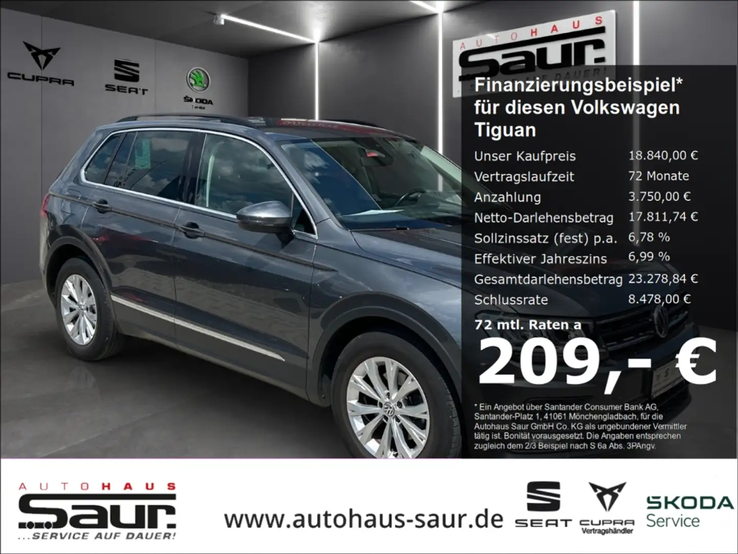 Volkswagen Tiguan Comfortline BMT 1.4 TSI DSG LED KLIMA NAVI SHZ Grau - 1