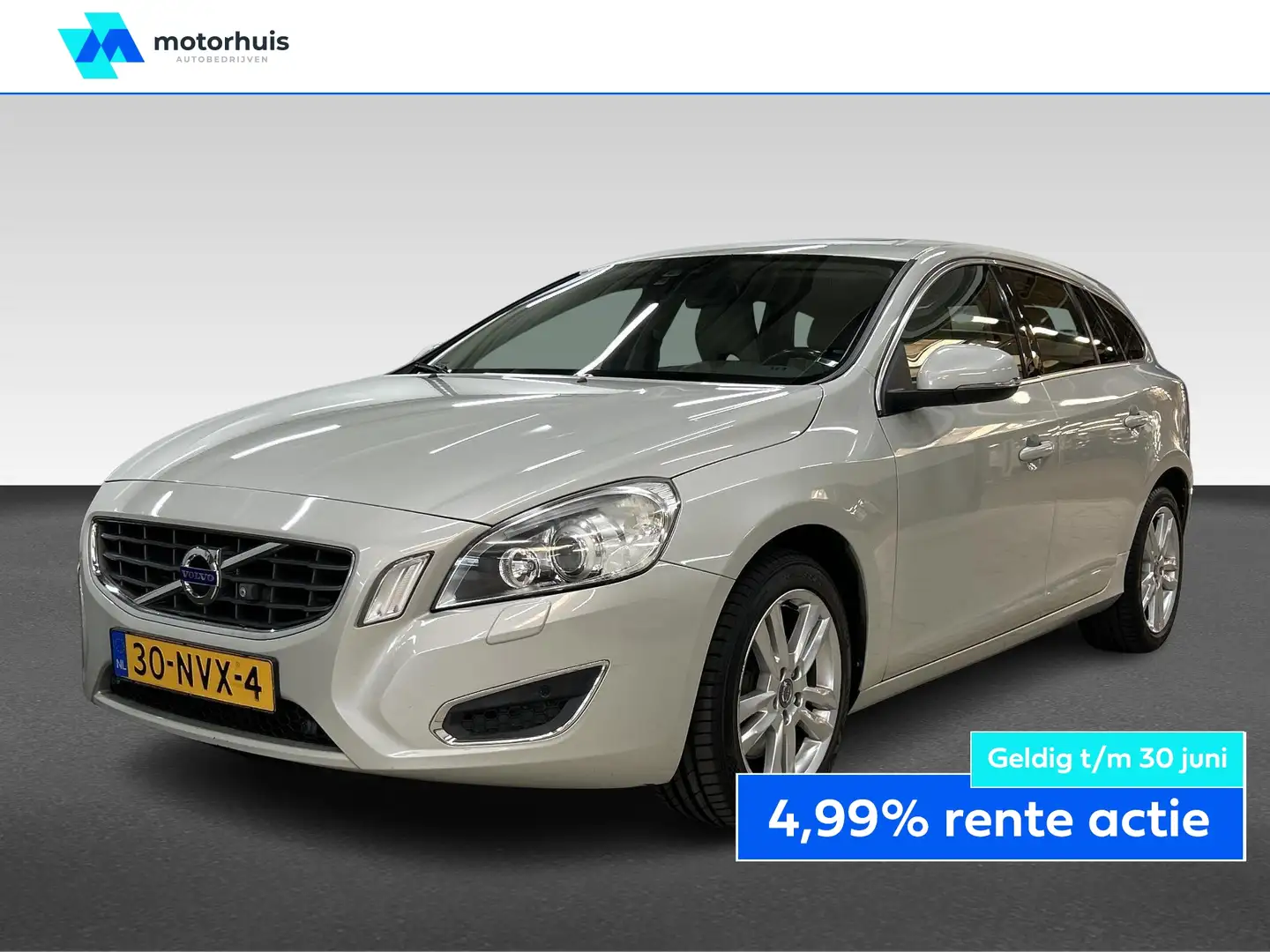 Volvo V60 T5 240PK SUMMUM NAVI SCHUIFDAK LEDER TREKHAAK CAME Blanc - 1