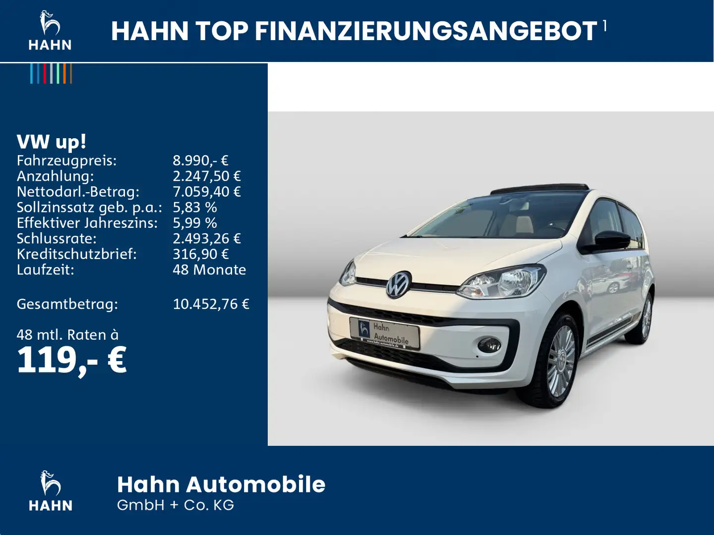Volkswagen up! 1.0 EcoFuel CNG move up! CAM Pano PDC/h Clim Blanc - 2