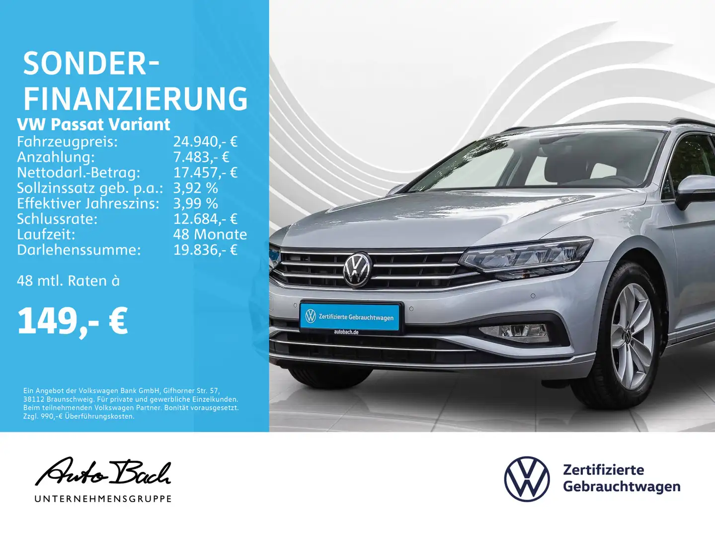 Volkswagen Passat Variant 2.0 TDI DSG Business 4Motion, Nav Silber - 1