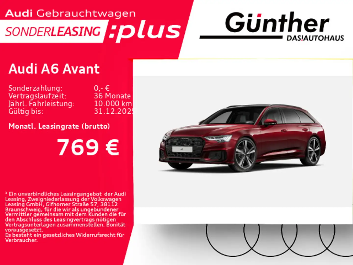 Audi A6 45 TFSI S LINE QUATTRO+WINTERRÄD+EL DÄM Rot - 1