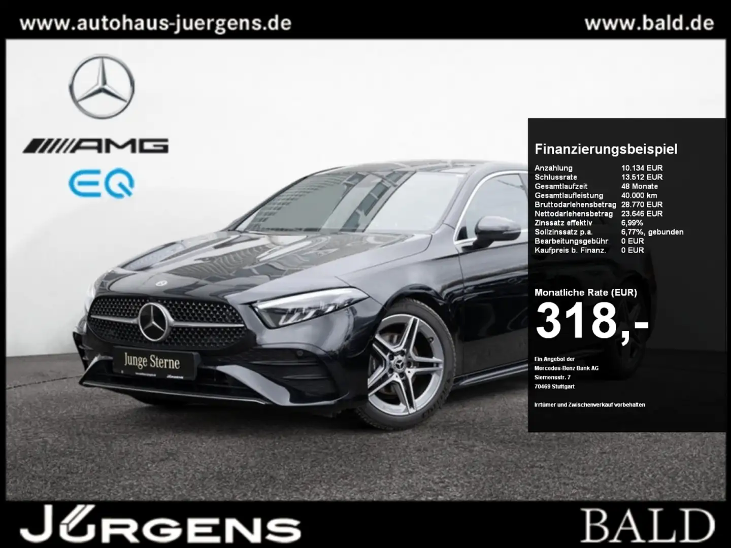 Mercedes-Benz A 200 Limo AMG-Sport/LED/Cam/Pano/AHK/Totw/Distr Zwart - 1