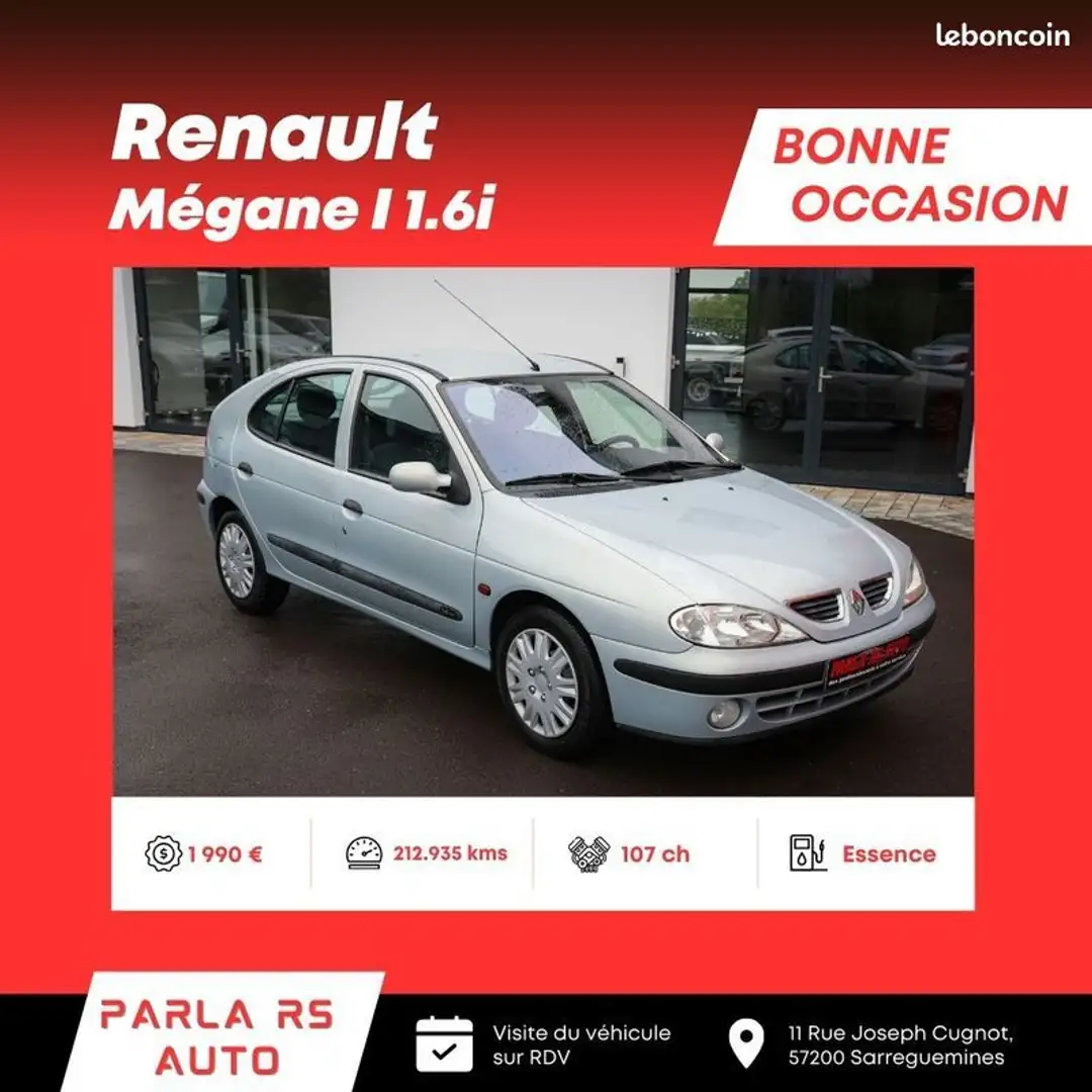 Renault Megane Mégane I Phase 2 1.6i 16V 107ch Gris - 1