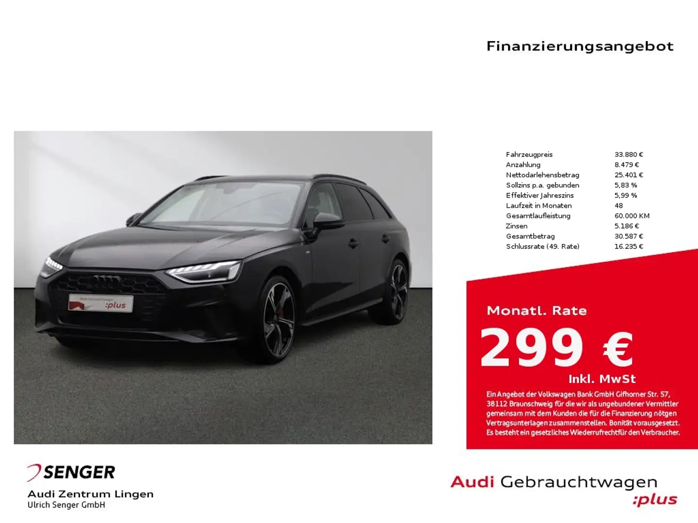 Audi A4 Avant S line 40 TDI S tronic MMI LED B&O Noir - 1