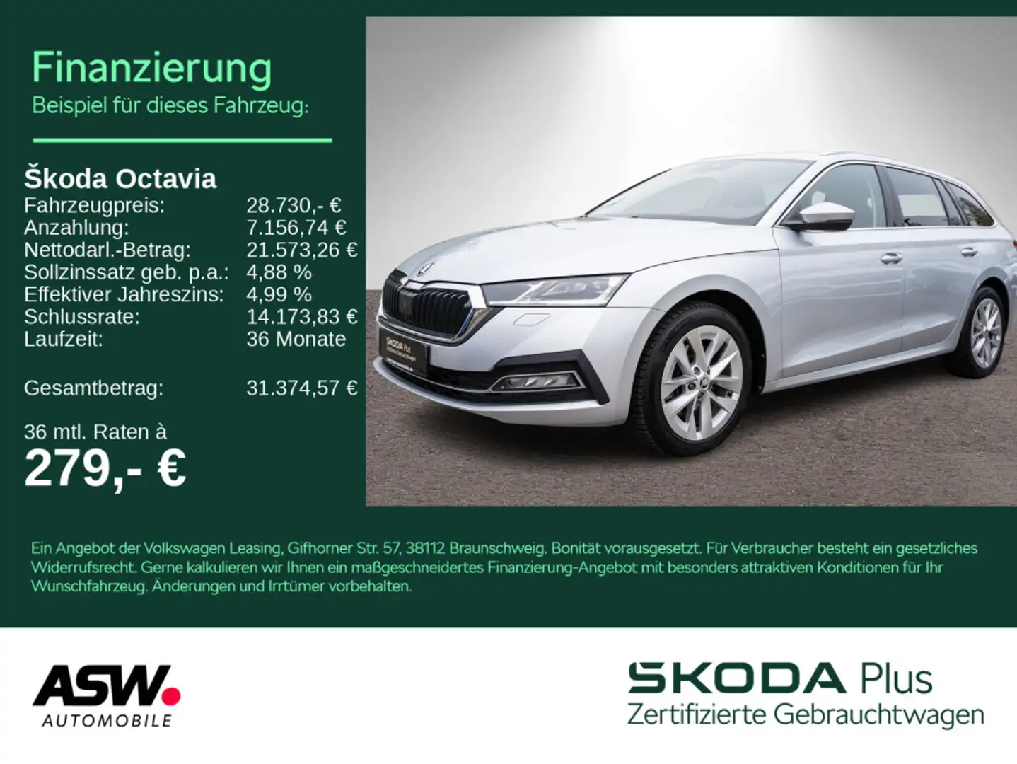 Skoda Octavia Combi Style 4x4 2.0 TSI DSG LED Navi HUD Silber - 1