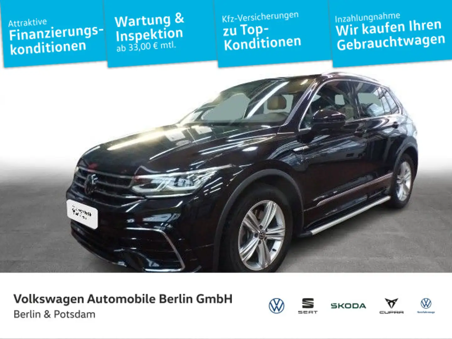 Volkswagen Tiguan 2.0 TSI 4M R-Line Pano AHK H&K Standhzg Schwarz - 1