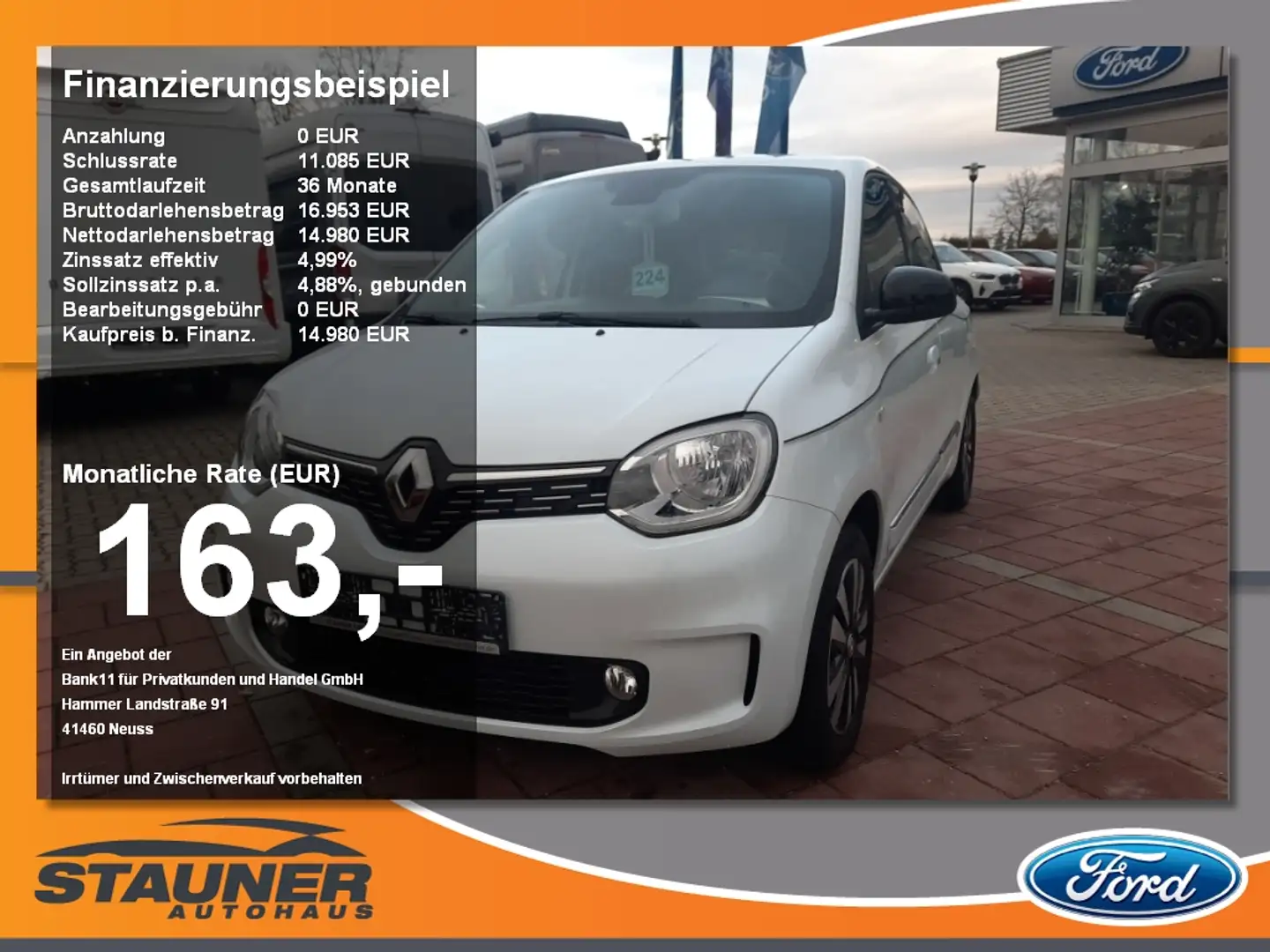 Renault Twingo Techno Electric Navi Kamera SHZ Weiß - 1
