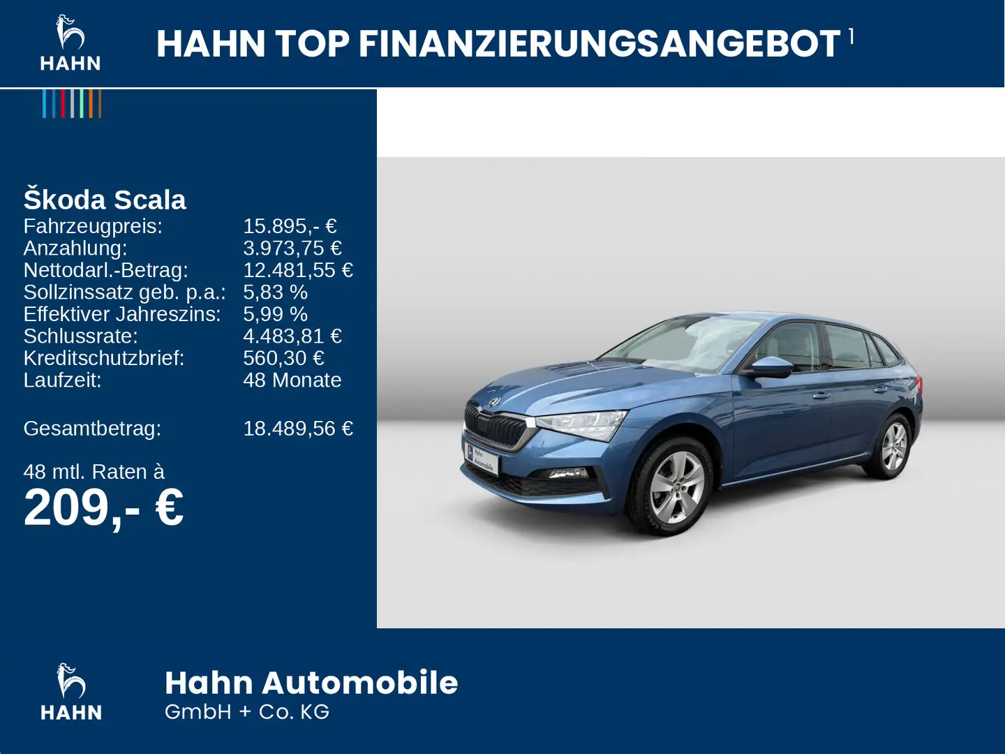 Skoda Scala 1.0TSI Cool Plus LED Sitzh APP PDC Klima Blau - 2