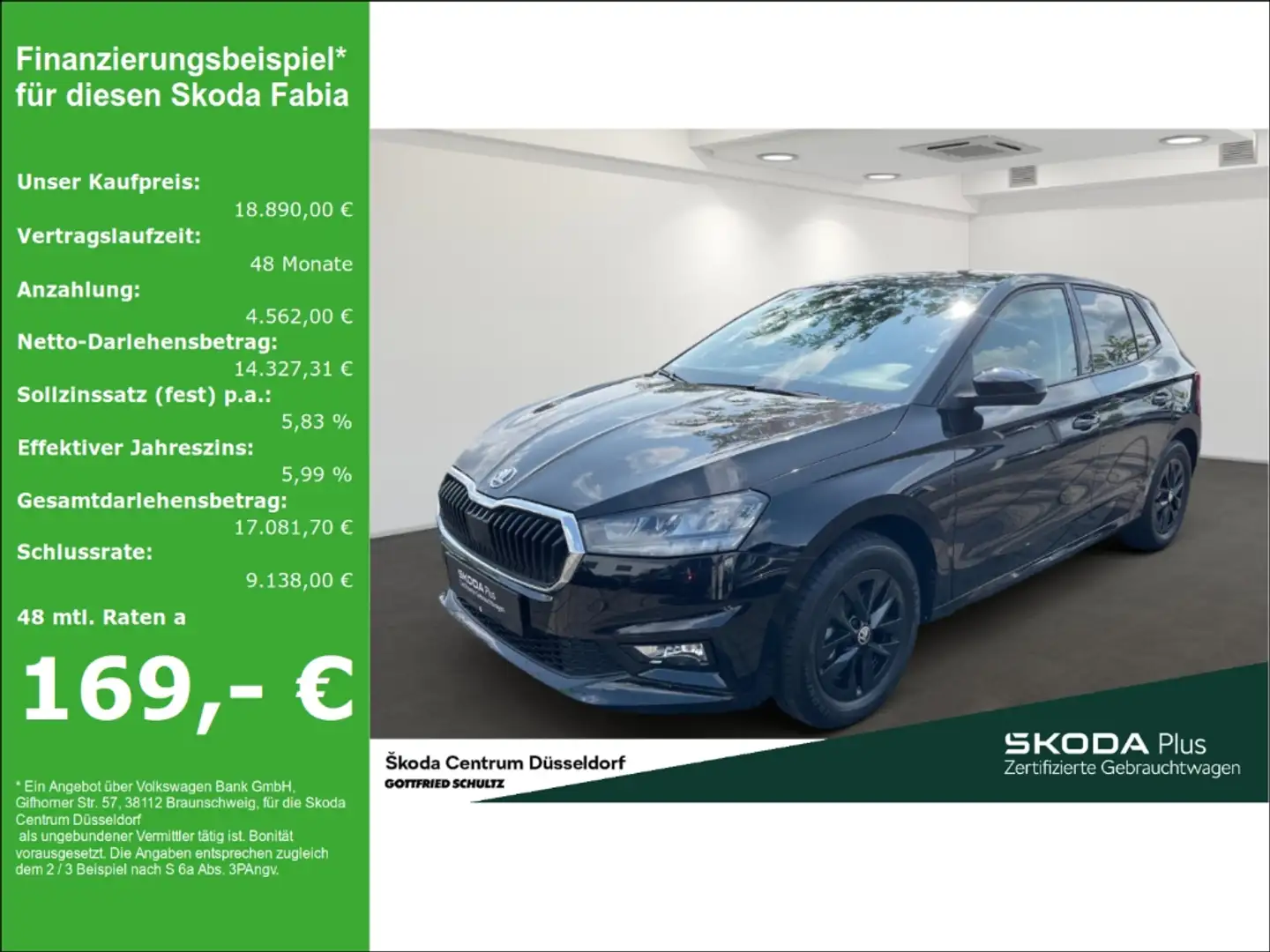 Skoda Fabia SELECTION 1 0 TSI PDC KLIMA ZV Schwarz - 1
