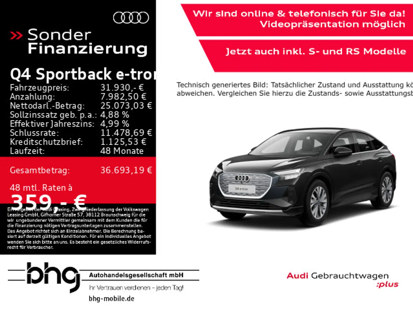 Audi Q4 e-tron Sportback 35 advanced Navi Kamera LED Schwarz - 1