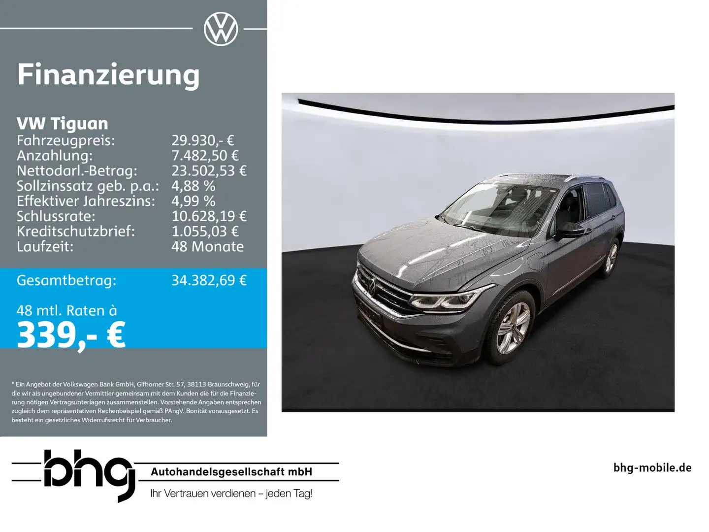 Volkswagen Tiguan 1.4 eHybrid DSG Active PHEV AHK IQ.Drive Grau - 1