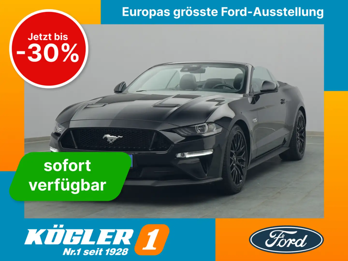 Ford Mustang GT Cabrio V8 450PS Aut./Premium 2/ACC Schwarz - 1
