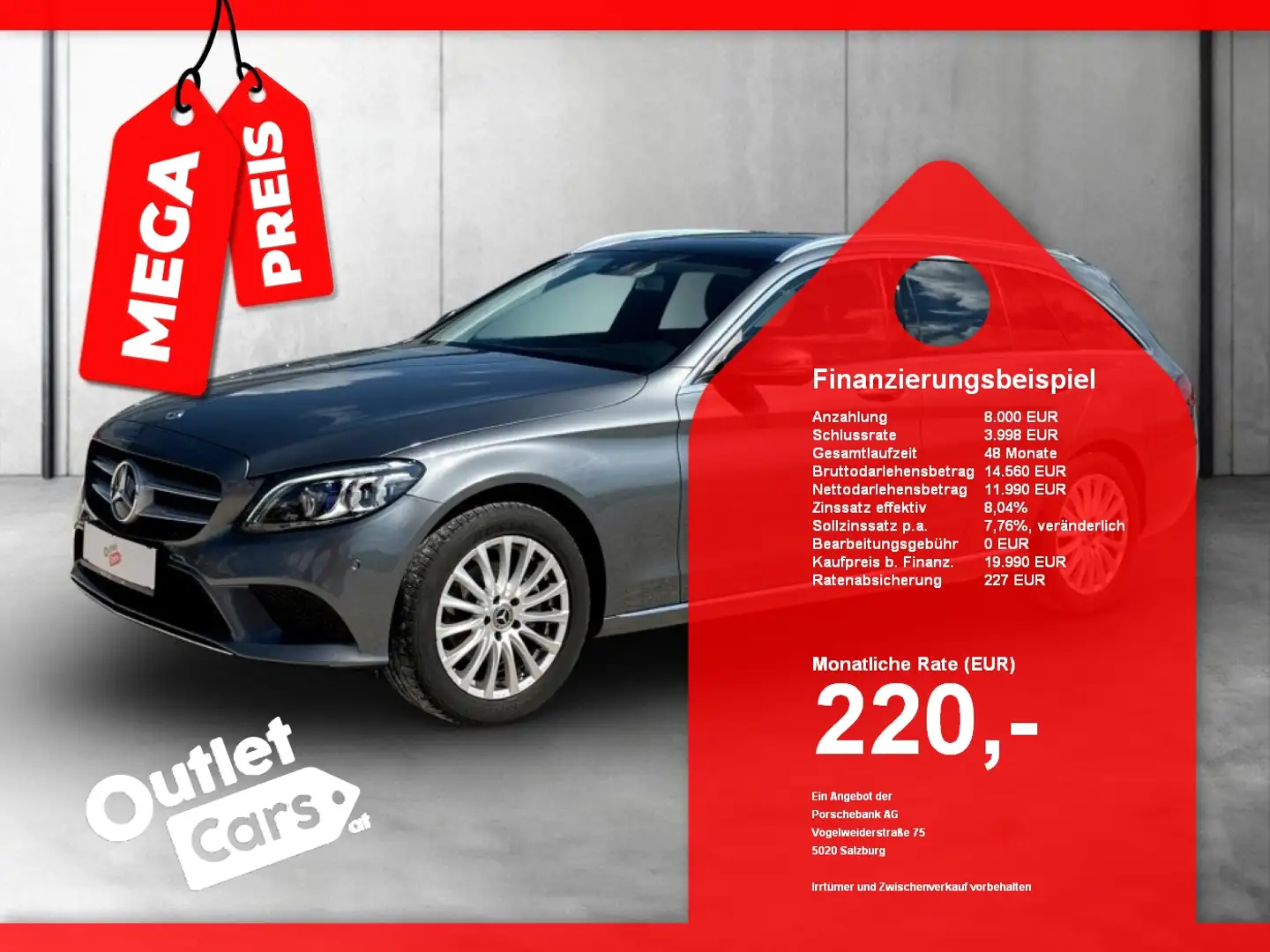 Mercedes-Benz C 220 T d 4Matic Avantgarde AHK+LED+NAVI+Pano+LM Grau - 1