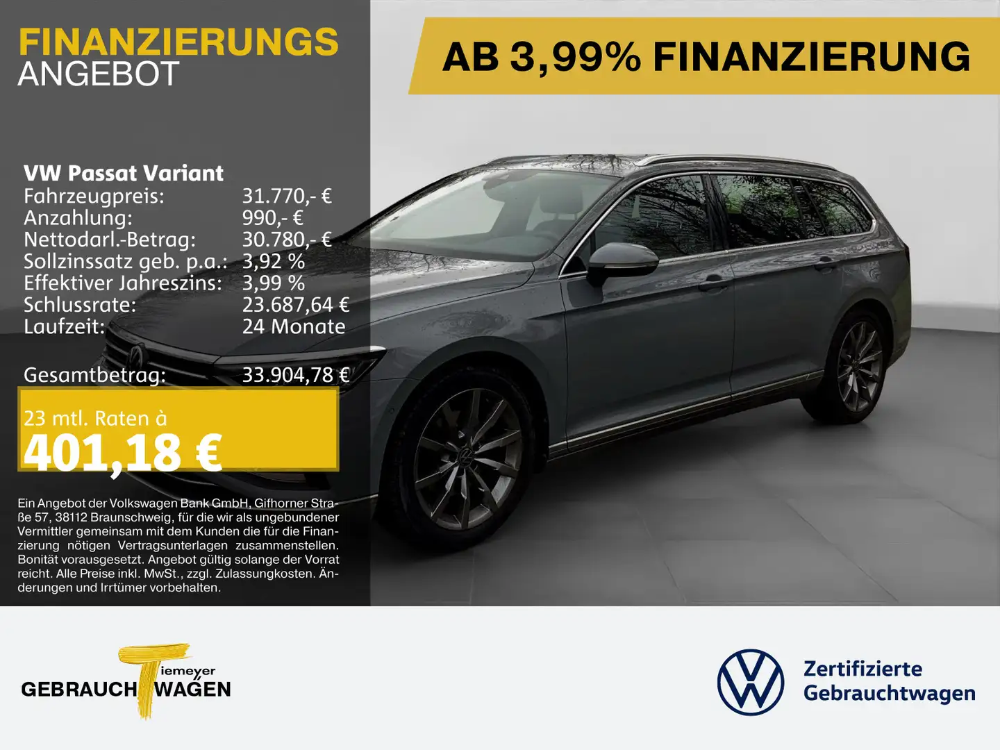 Volkswagen Passat Variant 2.0 TDI 4M NAPPA 360° DCC HuD AHK Grau - 1