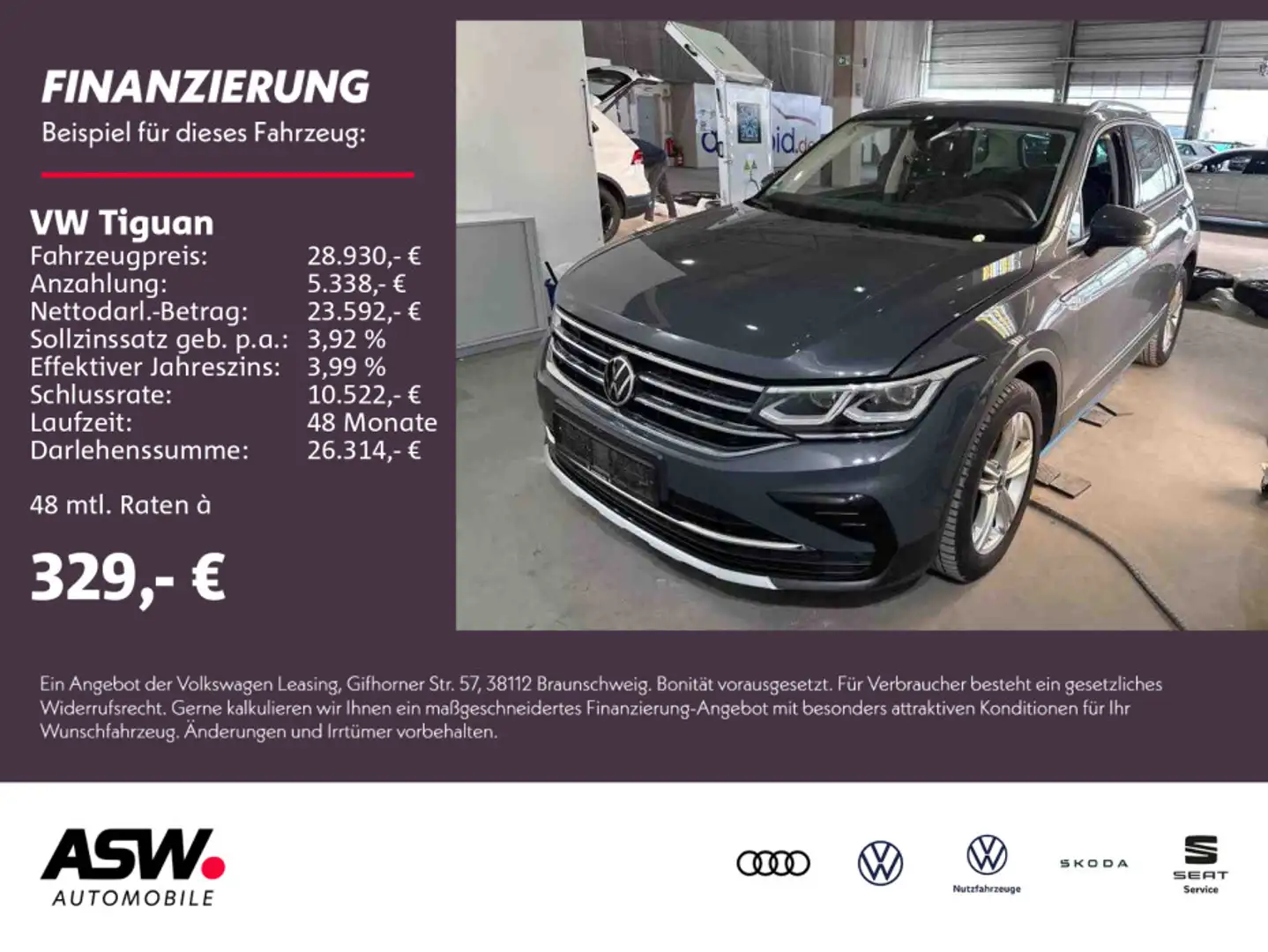 Volkswagen Tiguan Elegance 4Motion 2,0 TDI DSG LED NAVI AHK Gris - 1