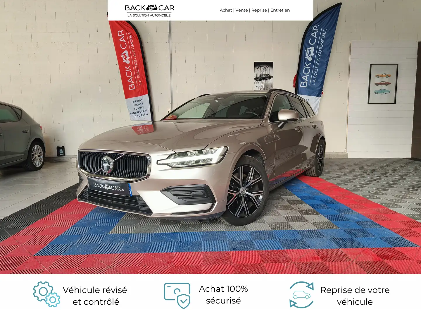Volvo V60 B4 197 ch Geartronic 8 Start Gris - 1