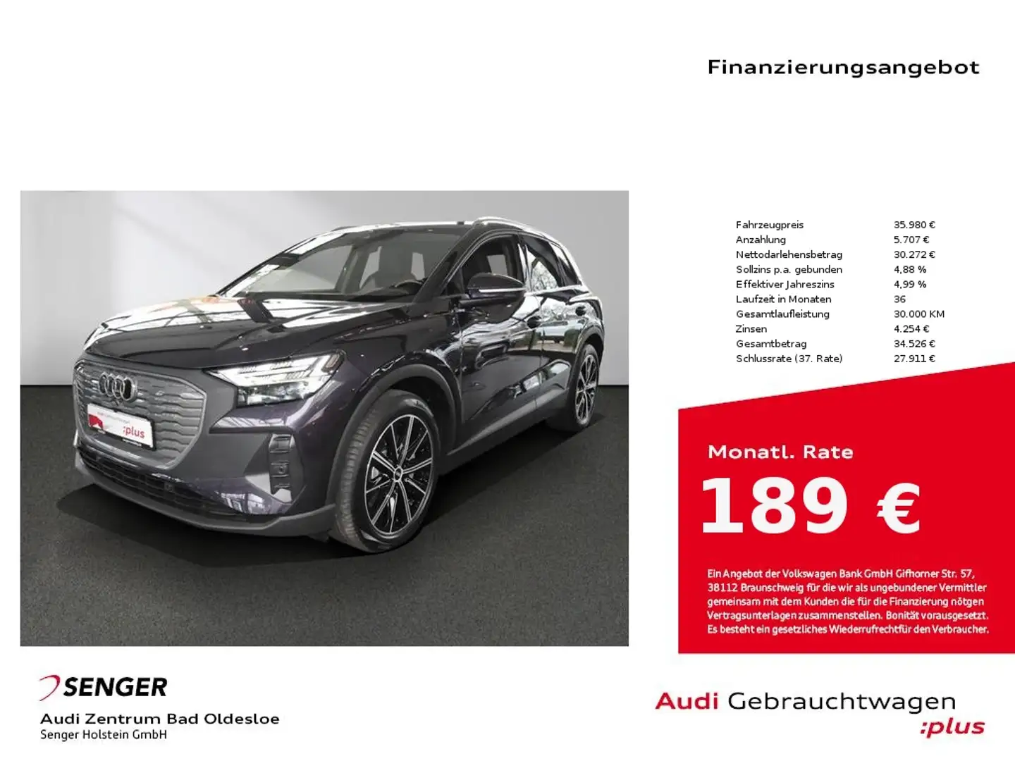 Audi Q4 e-tron 45 quattro Matrix LED Kamera el. Sitze Violet - 1