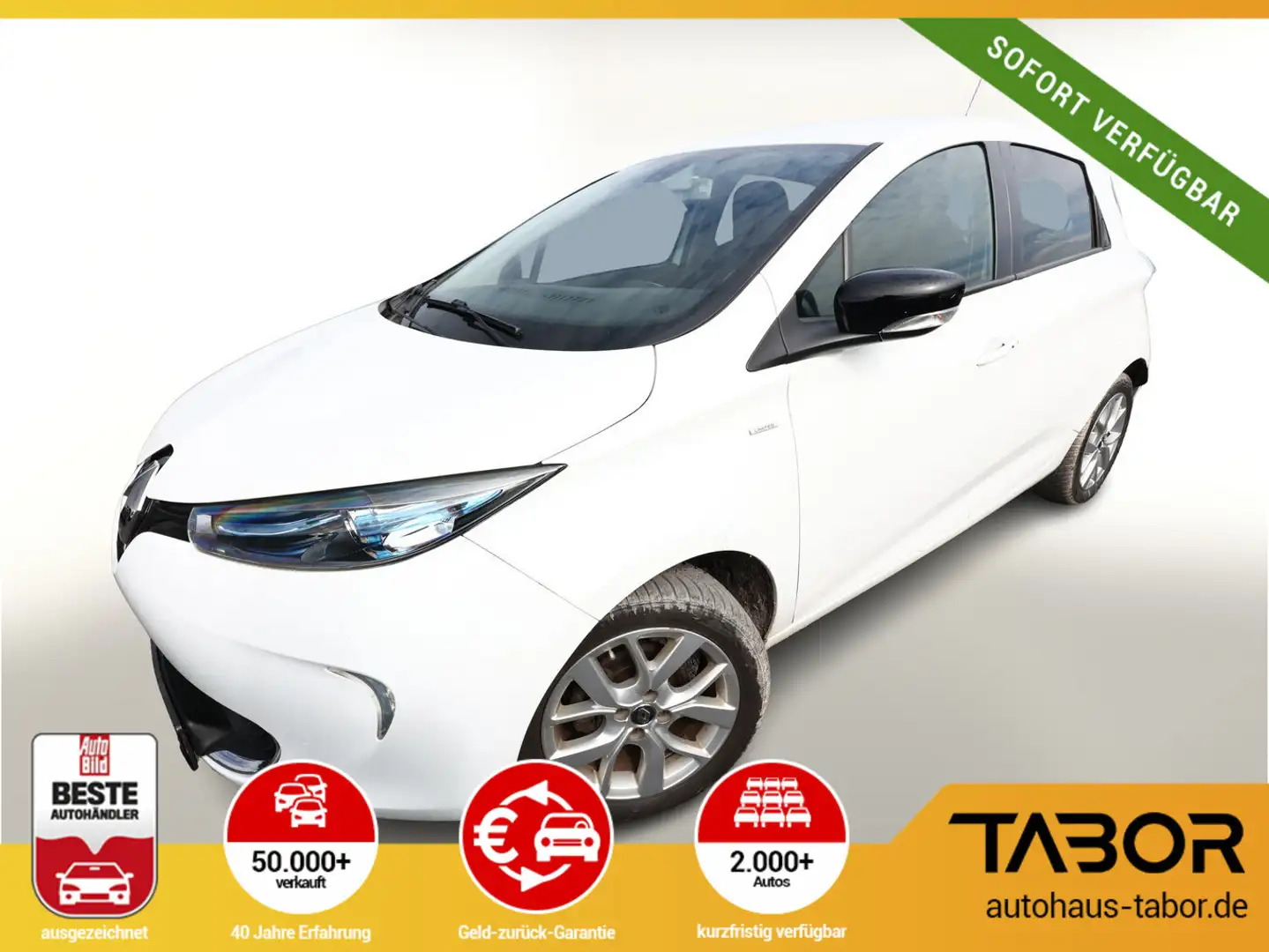 Renault ZOE ZE40 R110 Limited Miet-Bat. Nav PDC Schuko Wit - 1