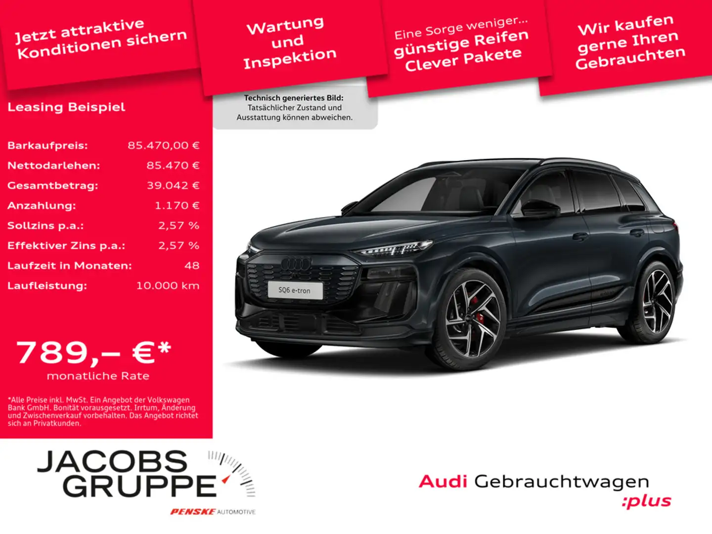 Audi SQ6 e-tron S-Sitze/Matrix/Pano/ACC/B&O3D/Kameras Grau - 1