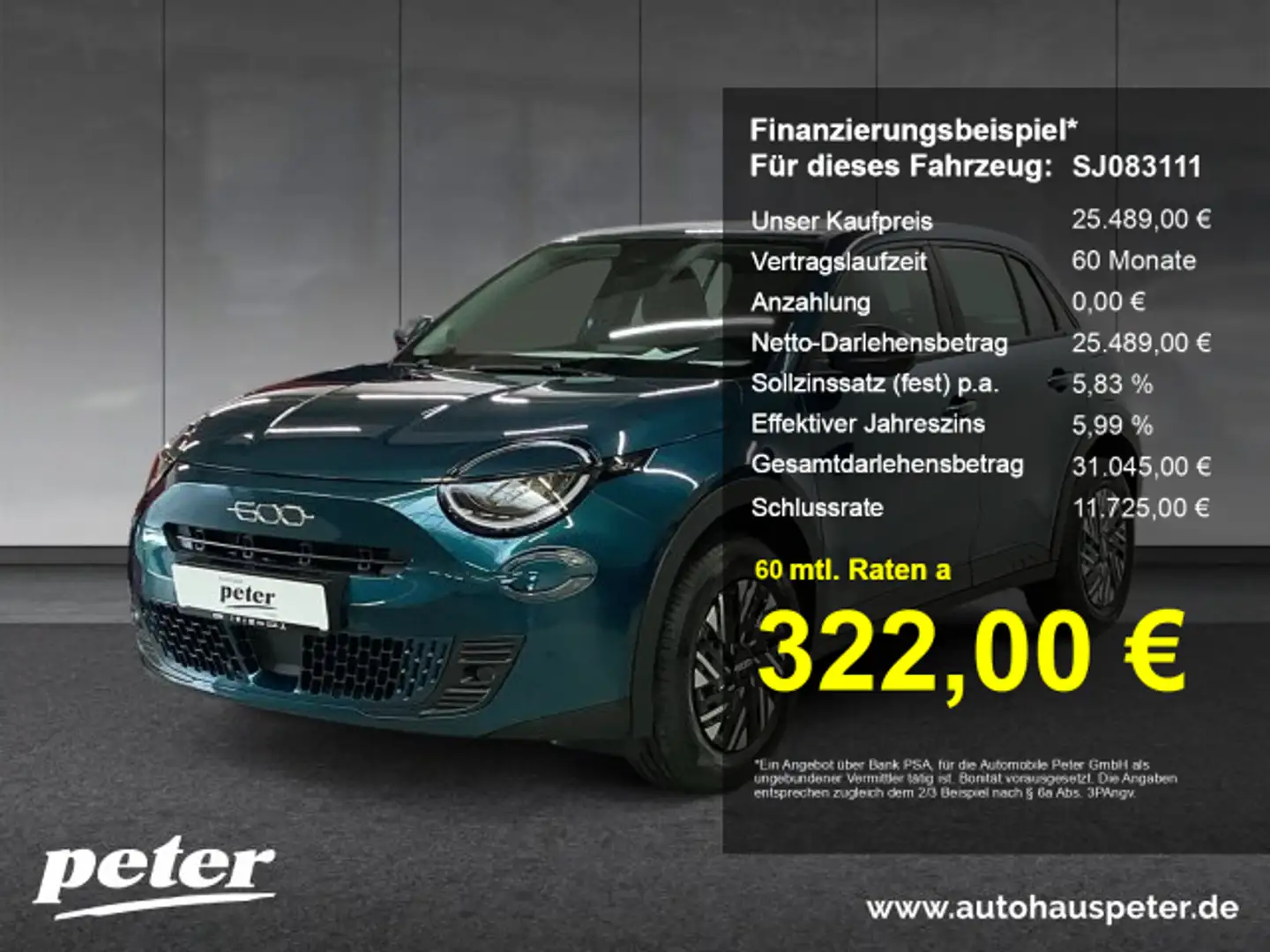 Fiat 600 600 1.2 Mild-Hybrid Sonderedition (EURO 6e) Groen - 1