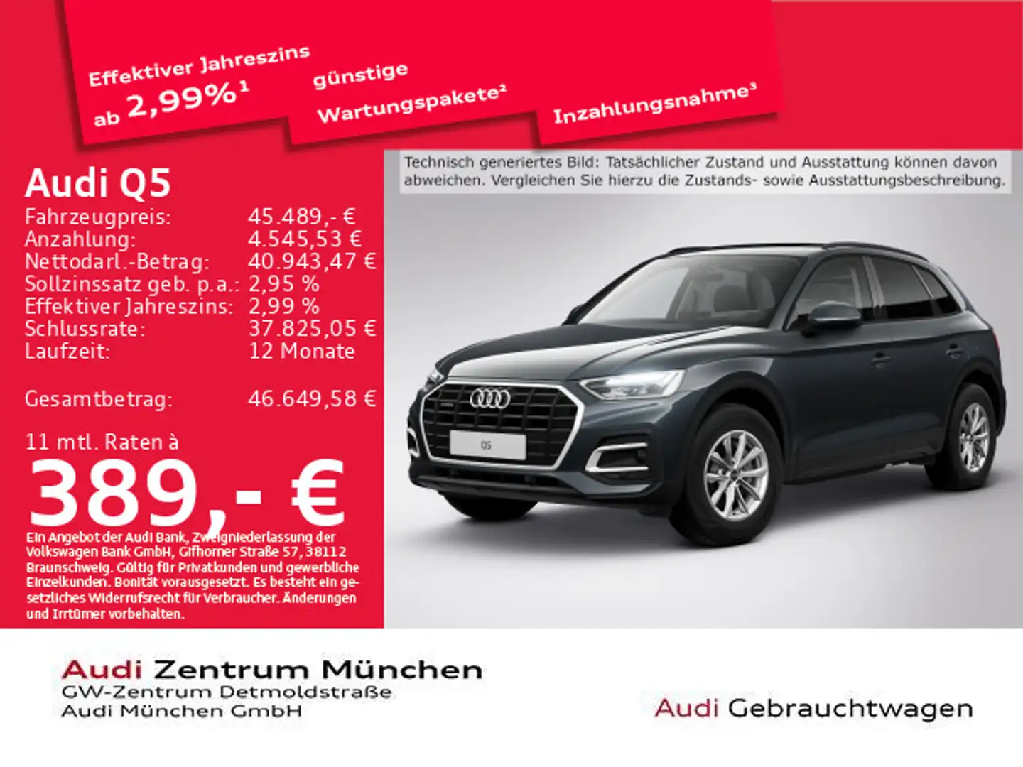 Audi Q5 40 TDI qu. S tronic Pano/AHK/HuD/Virtual Grau - 1