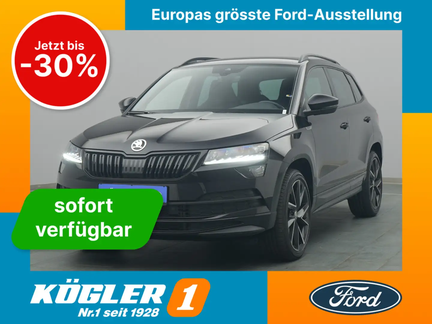 Skoda Karoq Sportline 149PS Aut.4x4/Business-Paket Zwart - 1