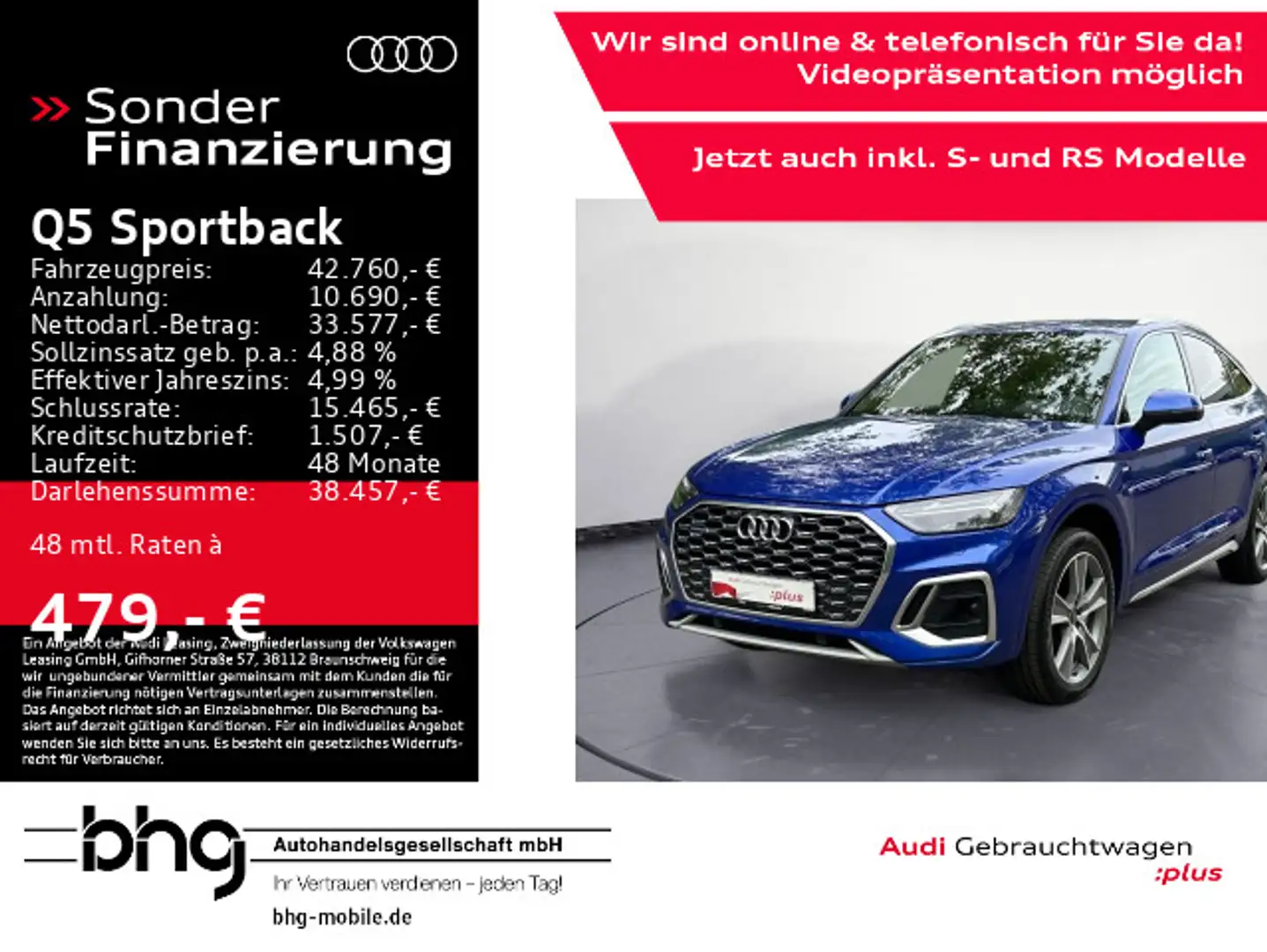 Audi Q5 50 TDI quattro S-line LED/ACC/Kamer Blau - 1