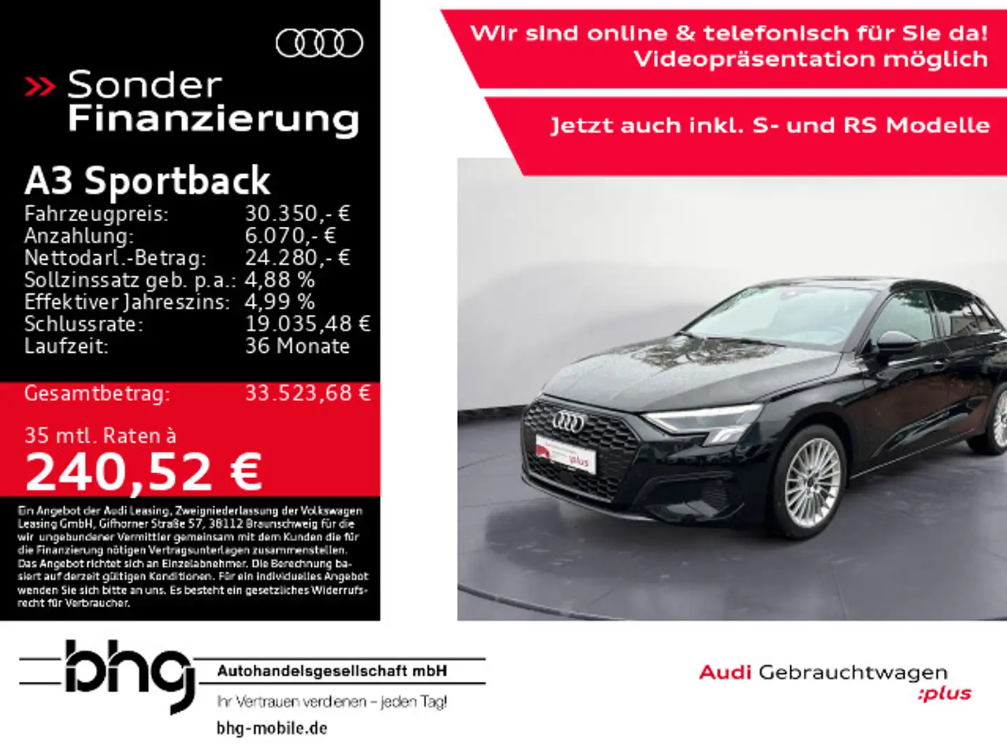 Audi A3 35 TFSI advanced LED/Navi/Interface Schwarz - 1