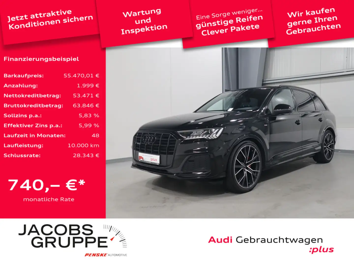 Audi Q7 50 TDI quattro S line LED*R-Kamera*TopView * Noir - 1