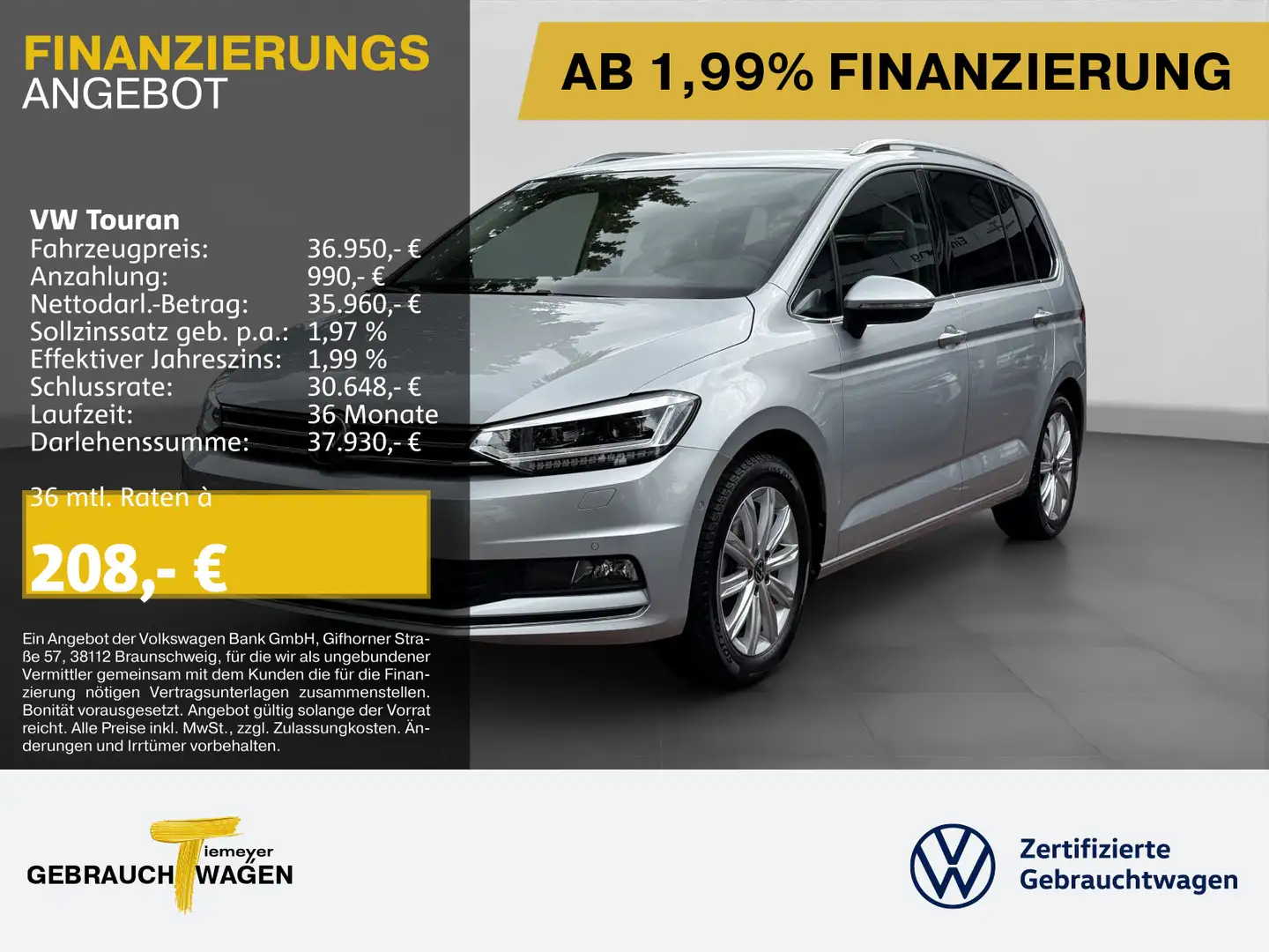 Volkswagen Touran 2.0 TDI DSG HIGHLINE UPE62 7-SITZE AHK ST Plateado - 1
