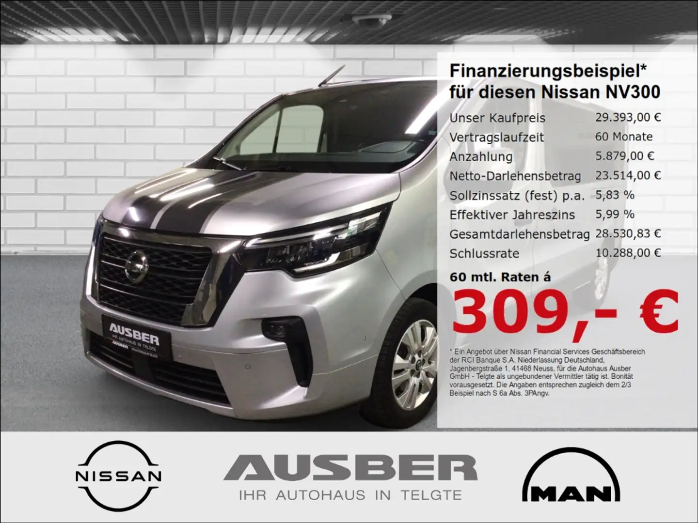 Nissan NV300 Kombi Autom. 8Sitzer Standheizung L2H1 3,0t TEKNA Grau - 1