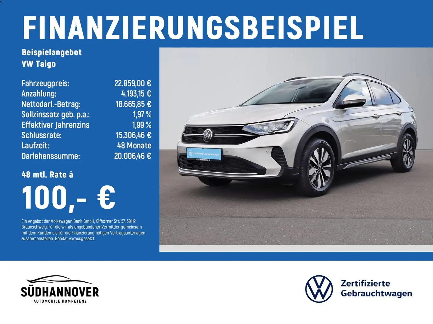 Volkswagen Taigo Move 1.0 TSI AHK+NAVI+LED+SHZ+PDC+GRA Silber - 2