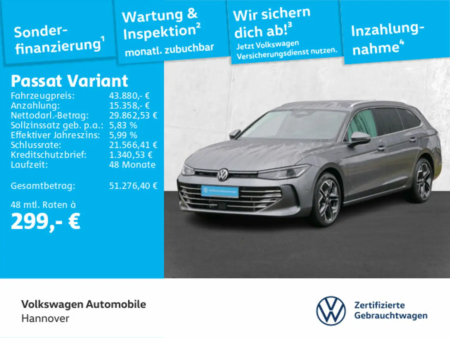 Volkswagen Passat Variant 1.5 TSI eHybrid DSG Elegance AHK Grau - 1