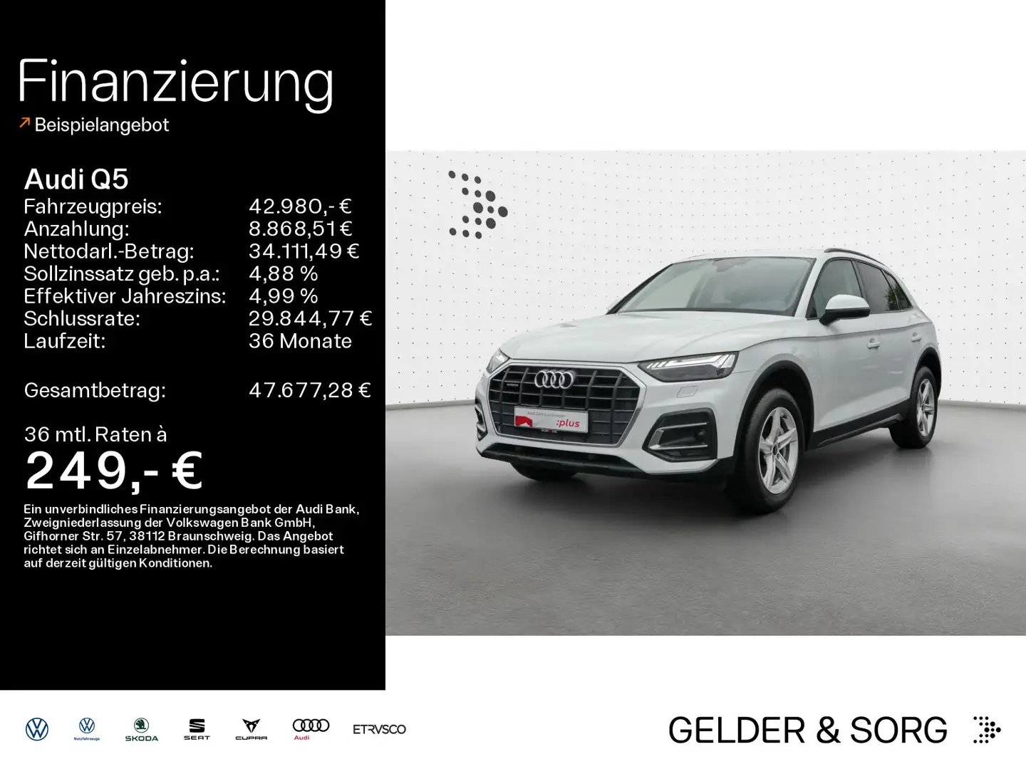 Audi Q5 50 TDI quattro tiptronic Matrix*Tour*'ACC*RFK Weiß - 1